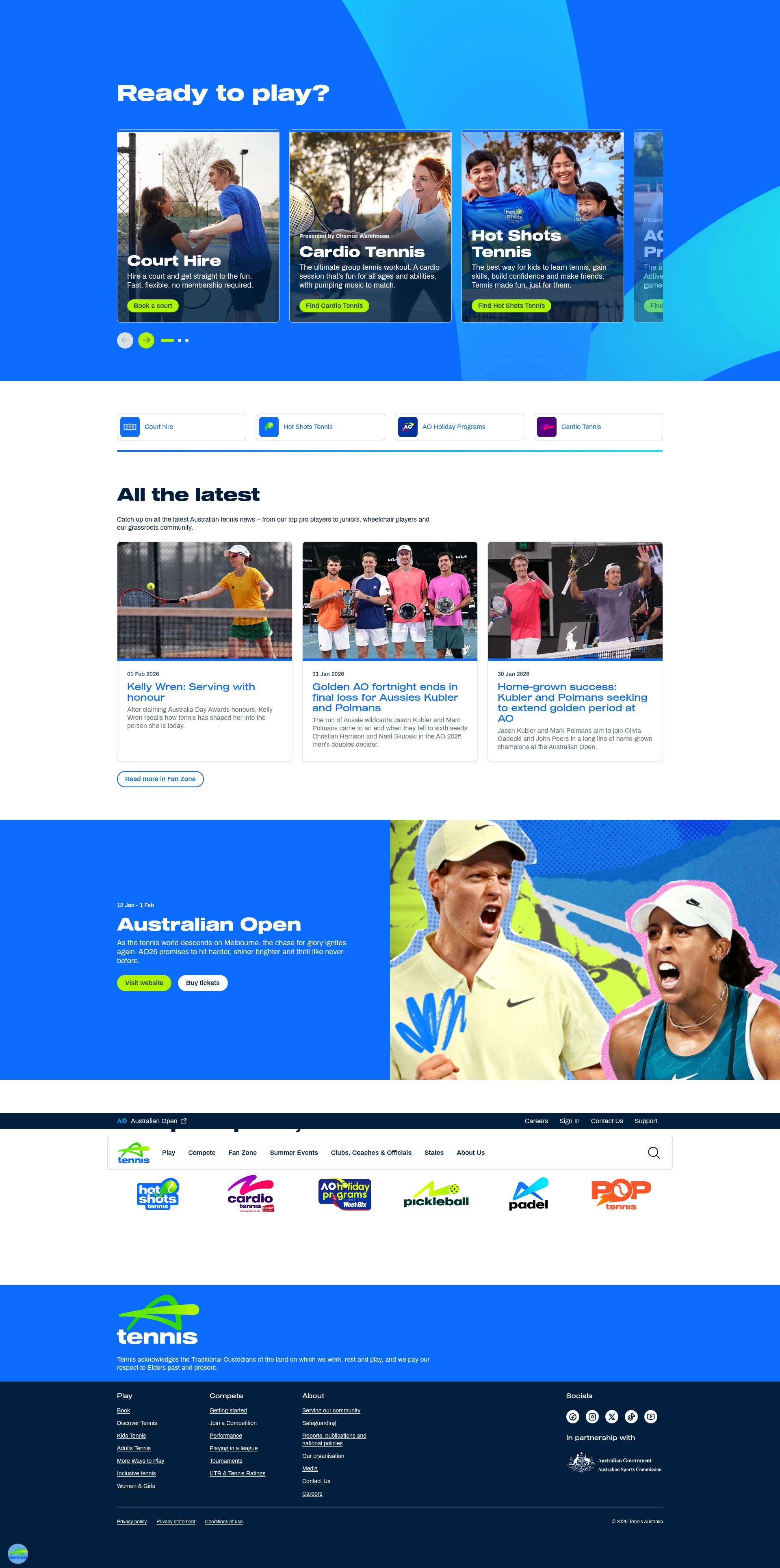 Screenshot of tennis.com.au