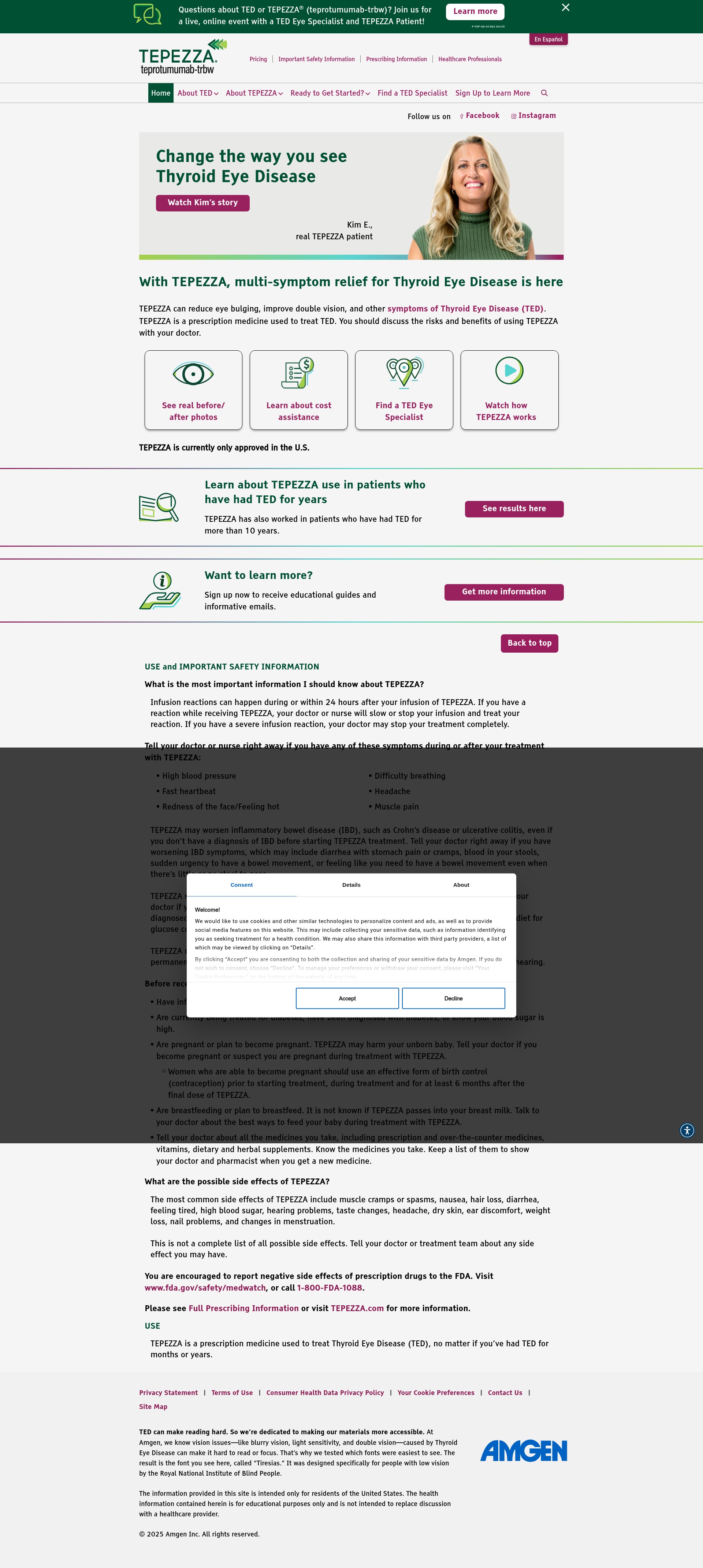 Screenshot of tepezza.com