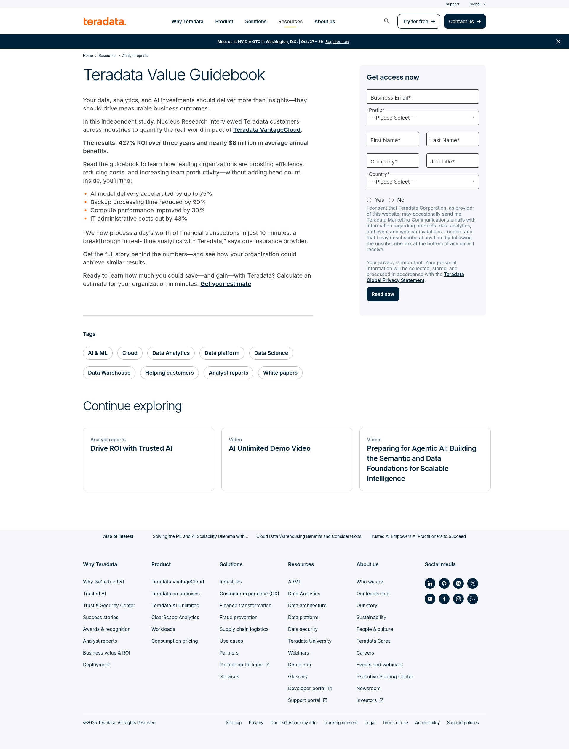Screenshot of teradata.com