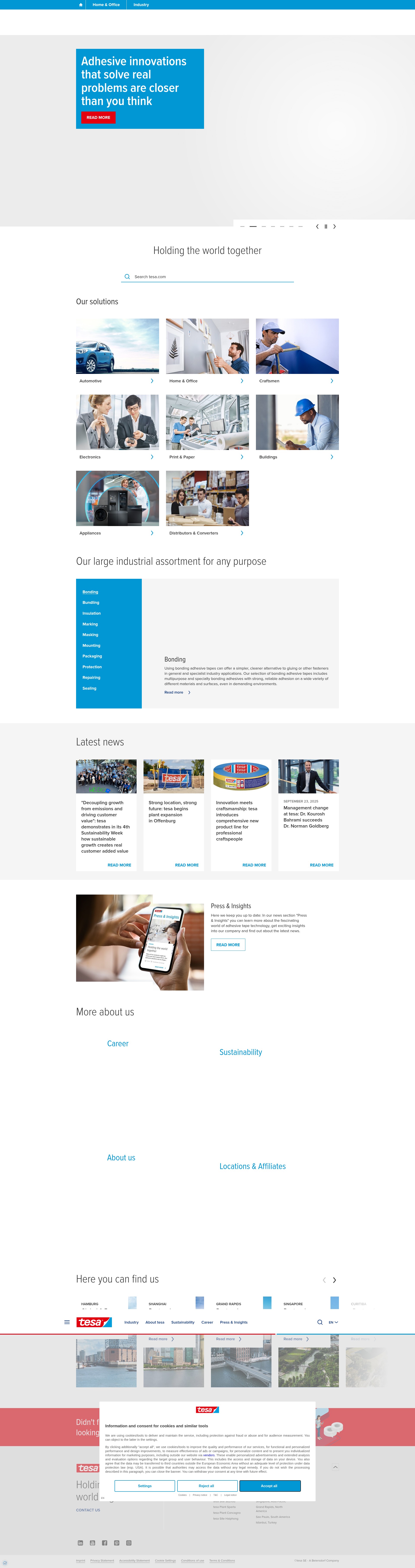 Screenshot of tesa.com