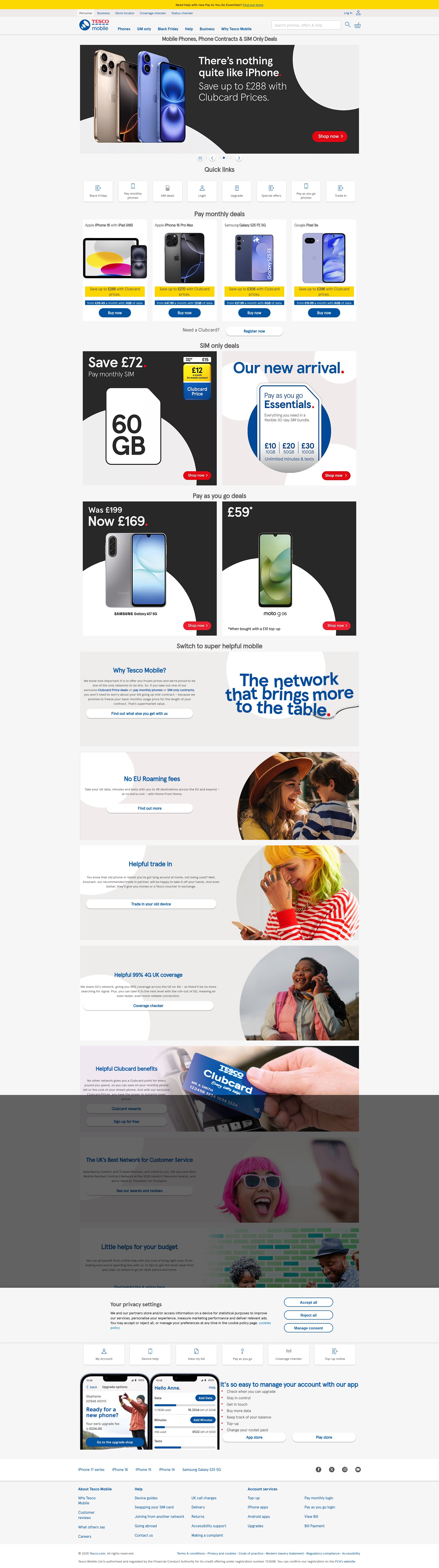 Screenshot of tescomobile.com