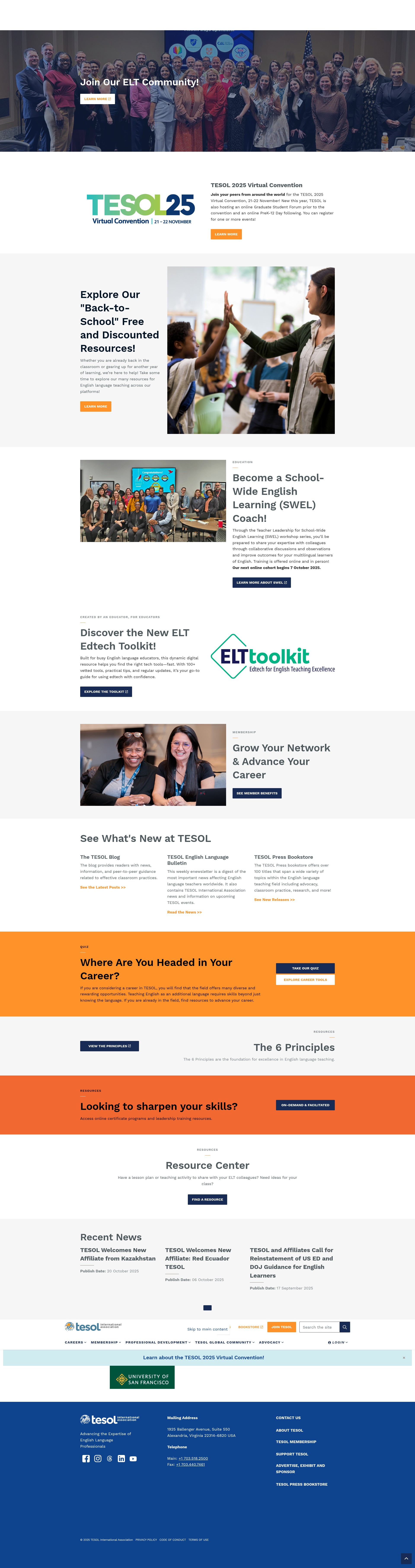 Screenshot of tesol.org