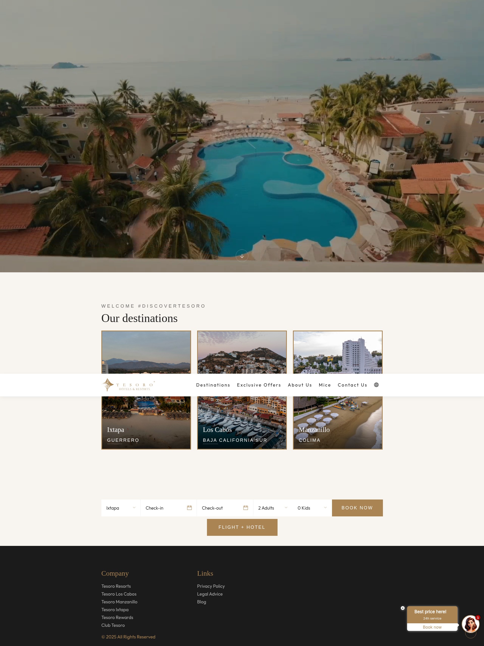 Screenshot of tesororesorts.com