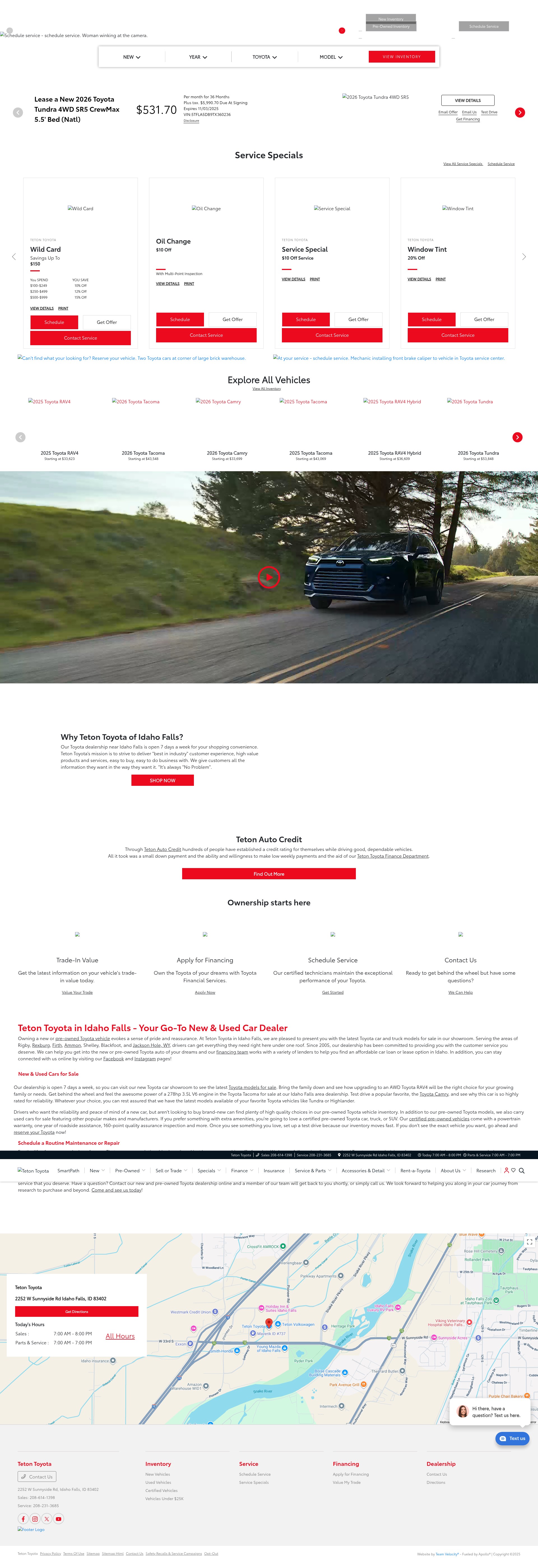 Screenshot of tetontoyota.com