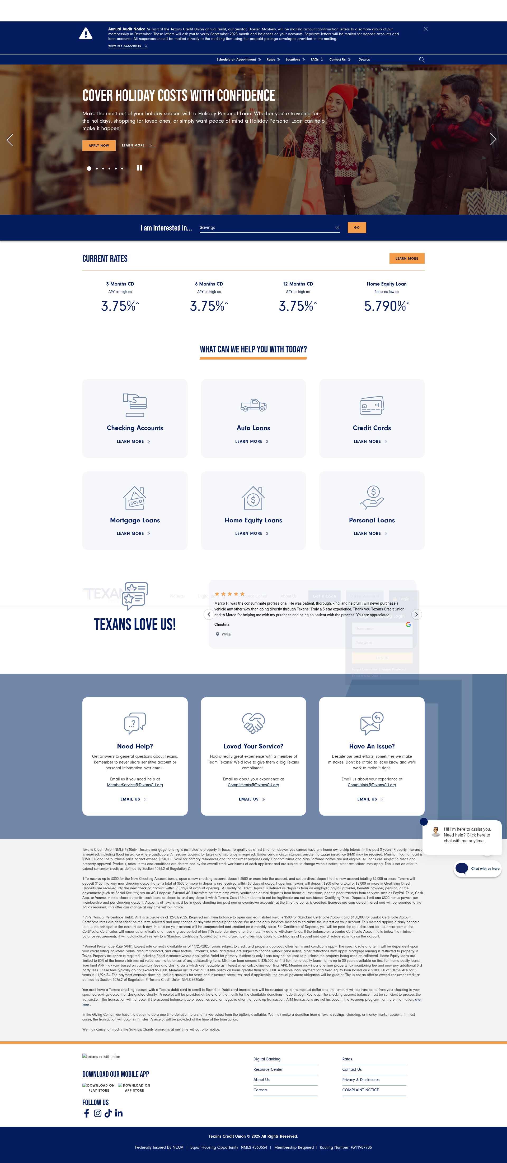 Screenshot of texanscu.org