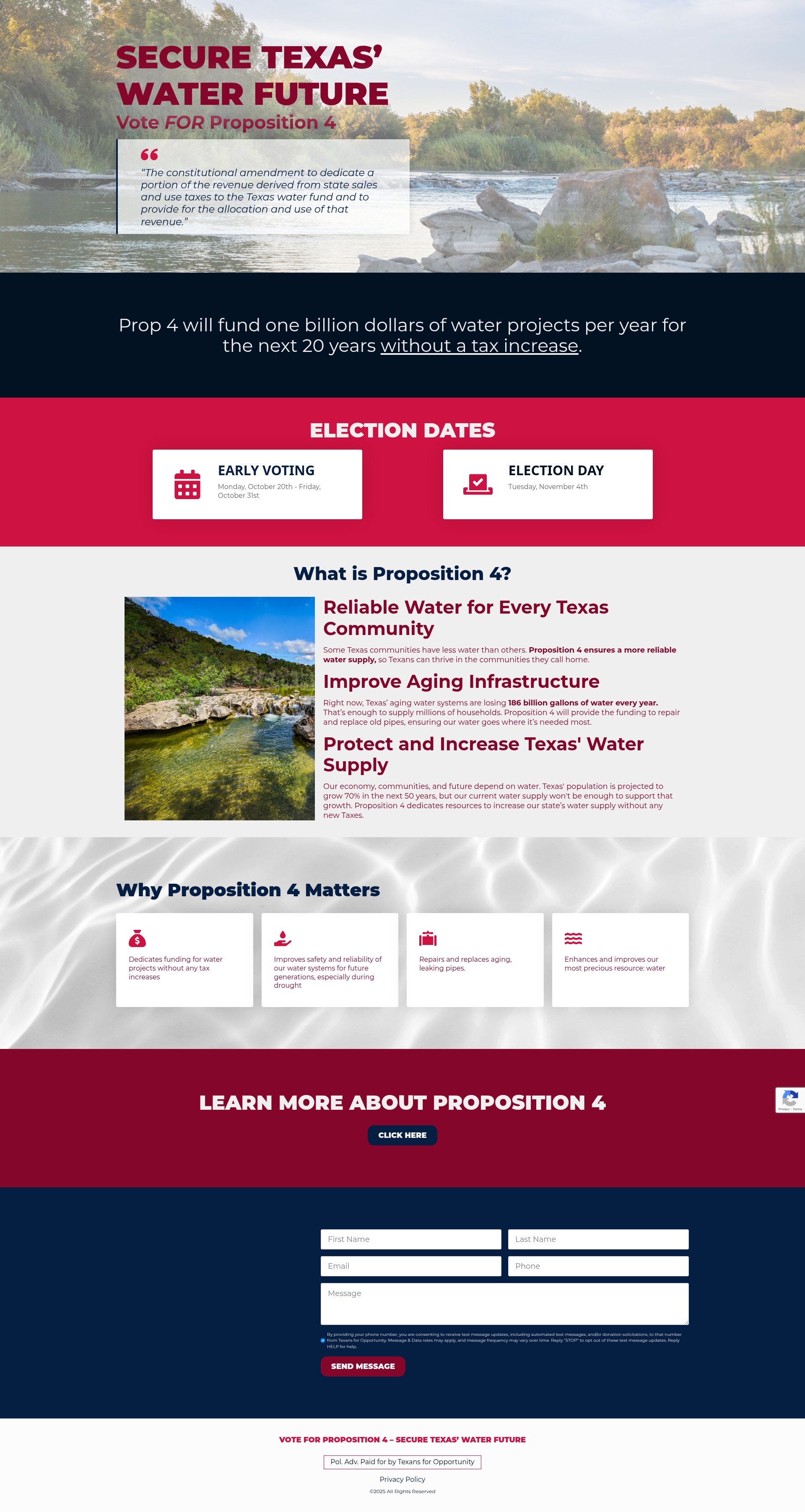Screenshot of texansforpropfour.com