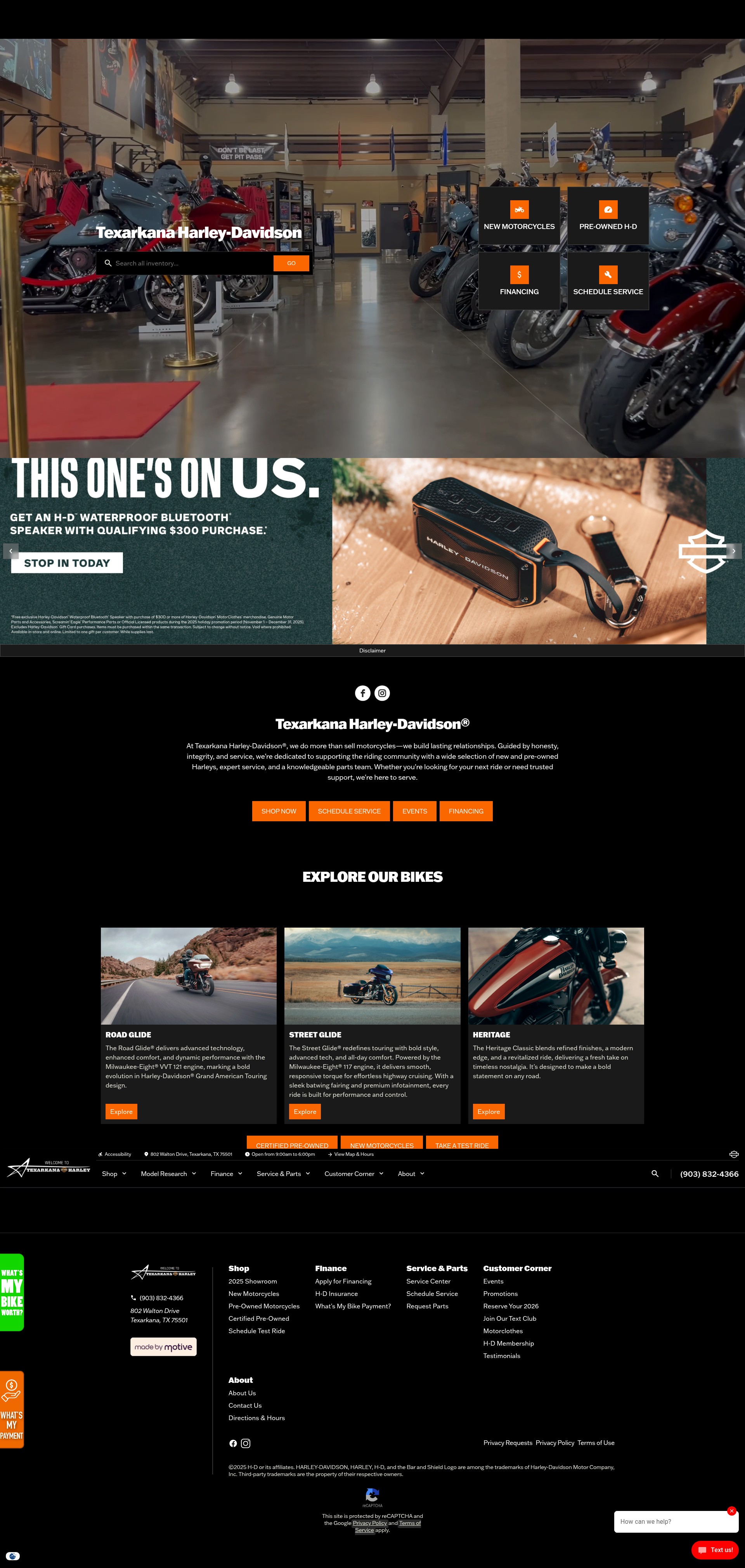 Screenshot of texarkanaharley.com