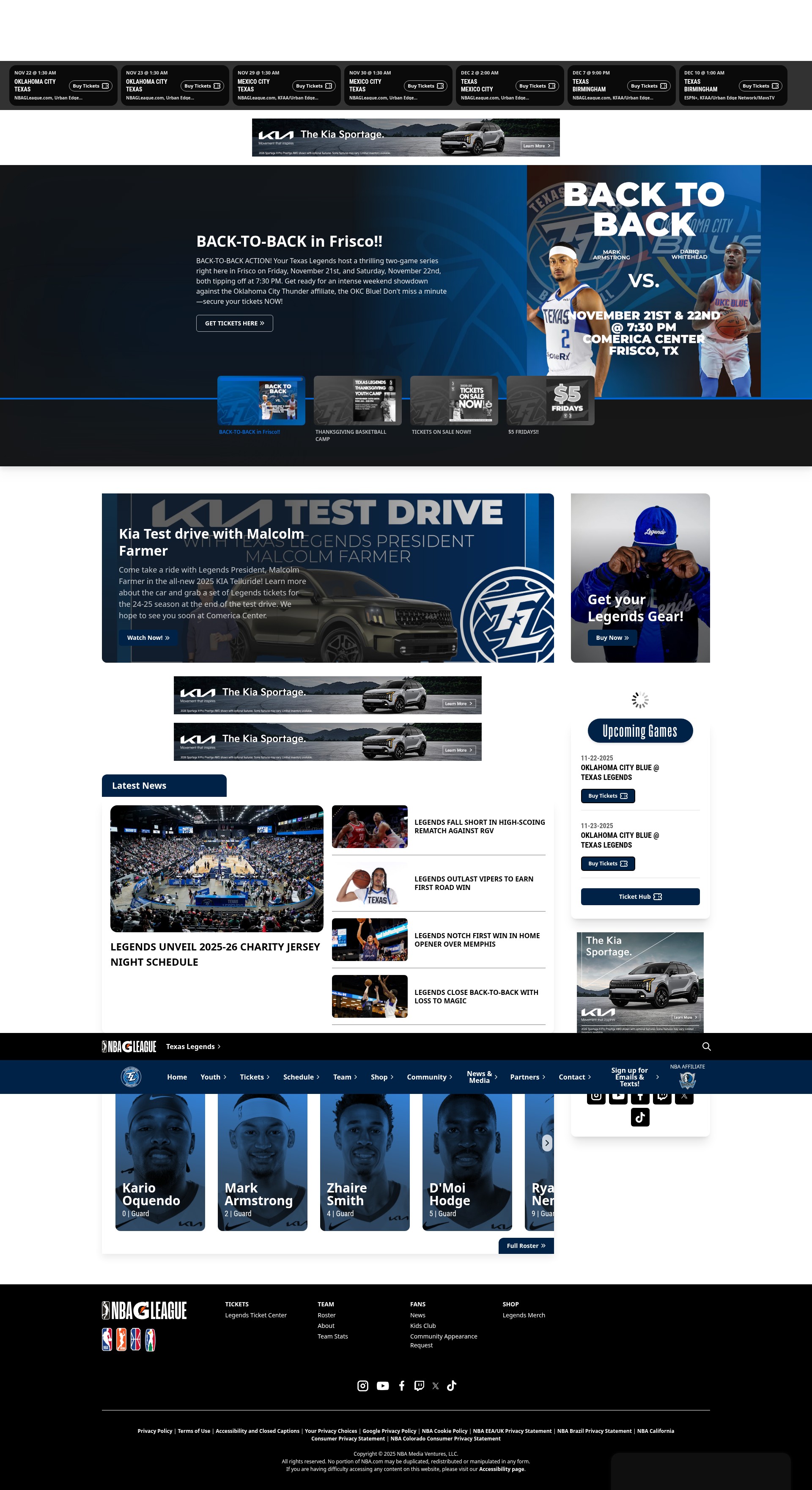 Screenshot of texas.gleague.nba.com