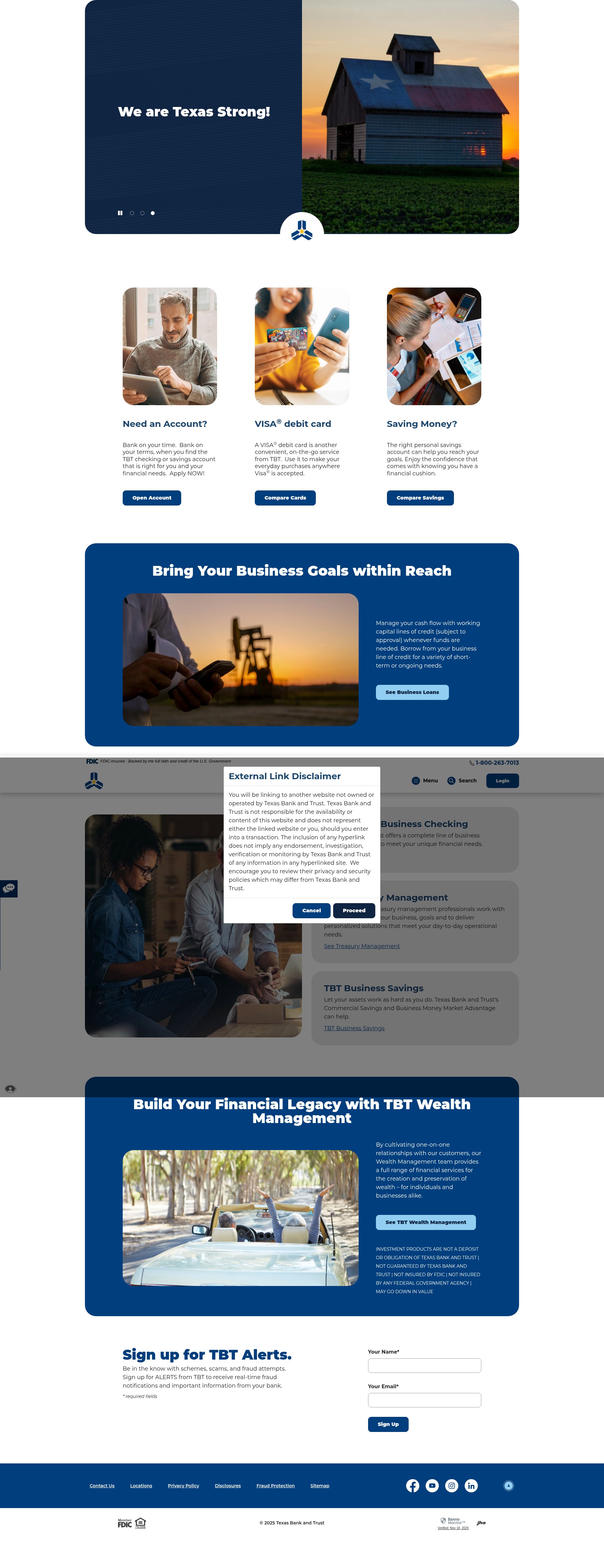 Screenshot of texasbankandtrust.com