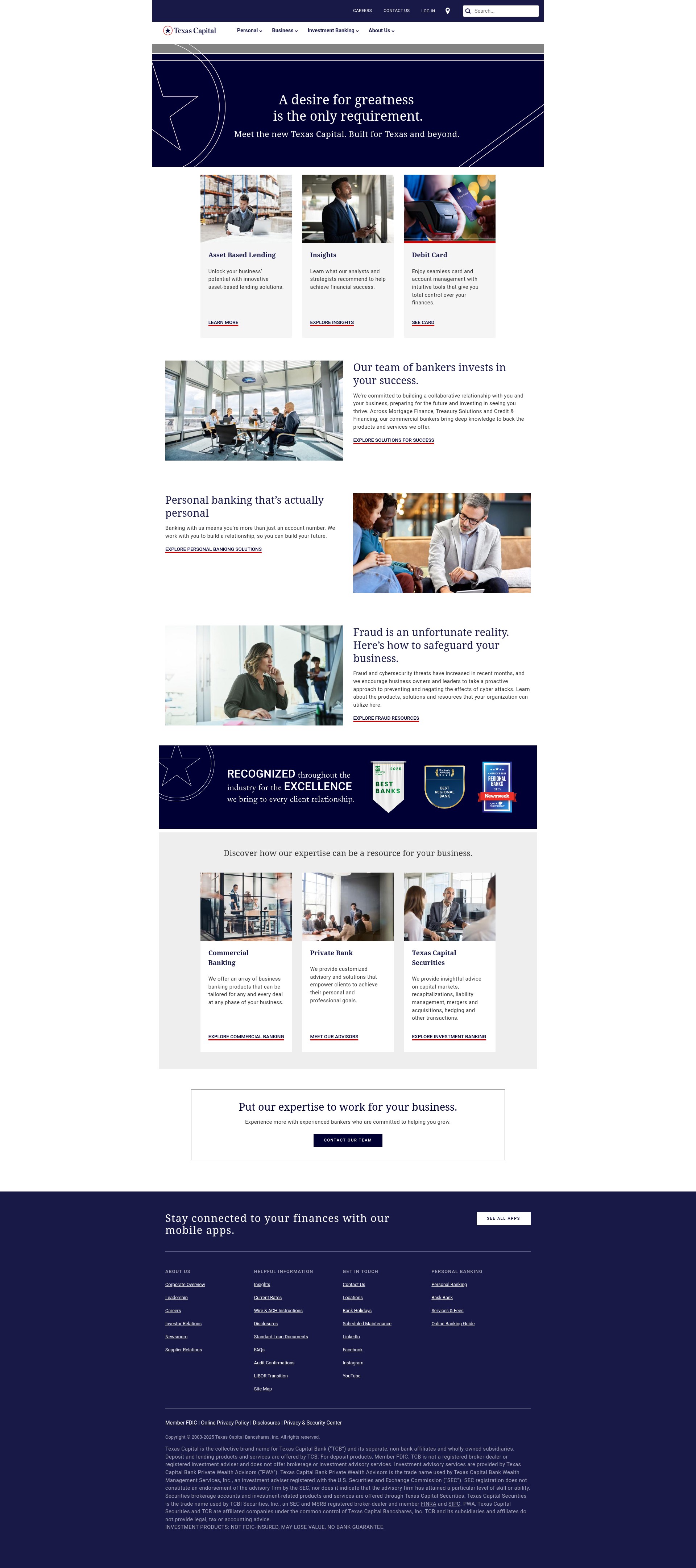 Screenshot of texascapitalbank.com