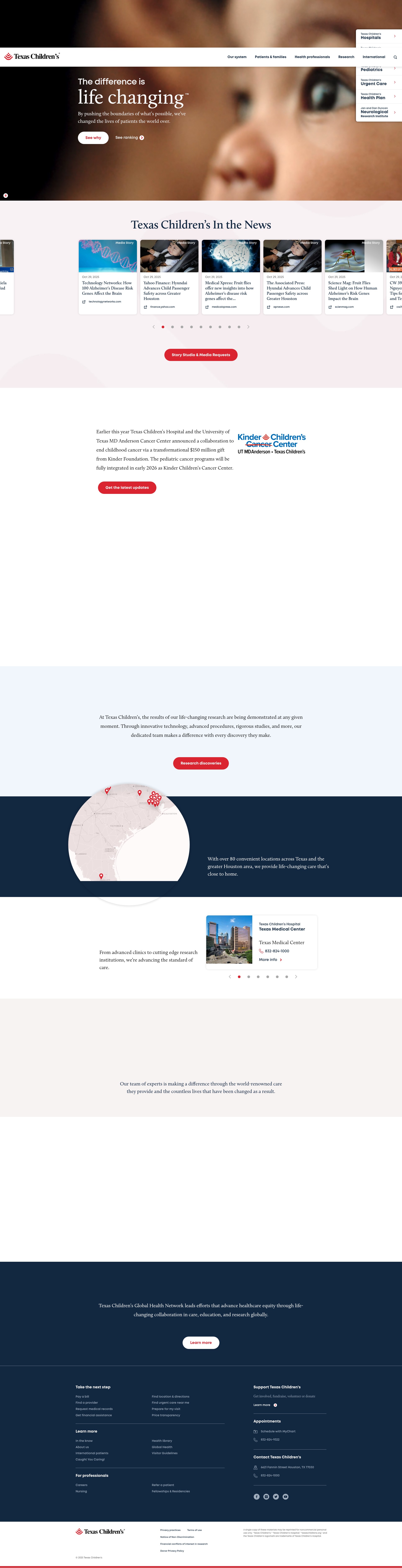 Screenshot of texaschildrens.org
