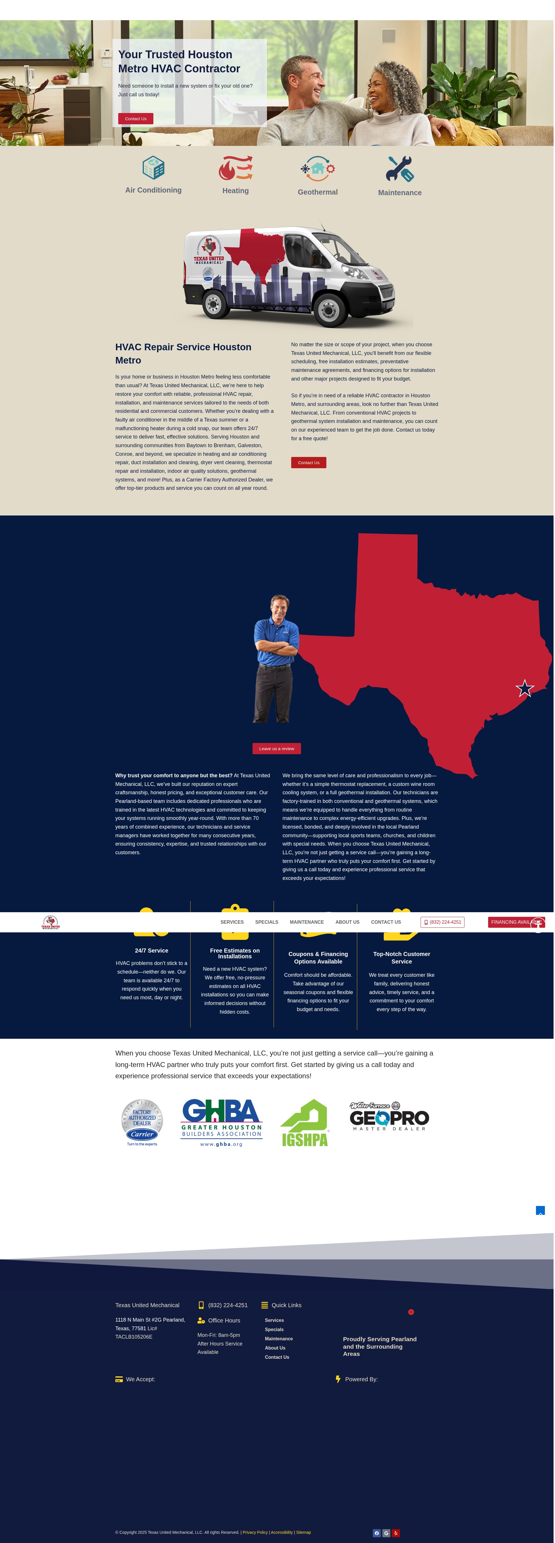Screenshot of texasunitedmechanical.com