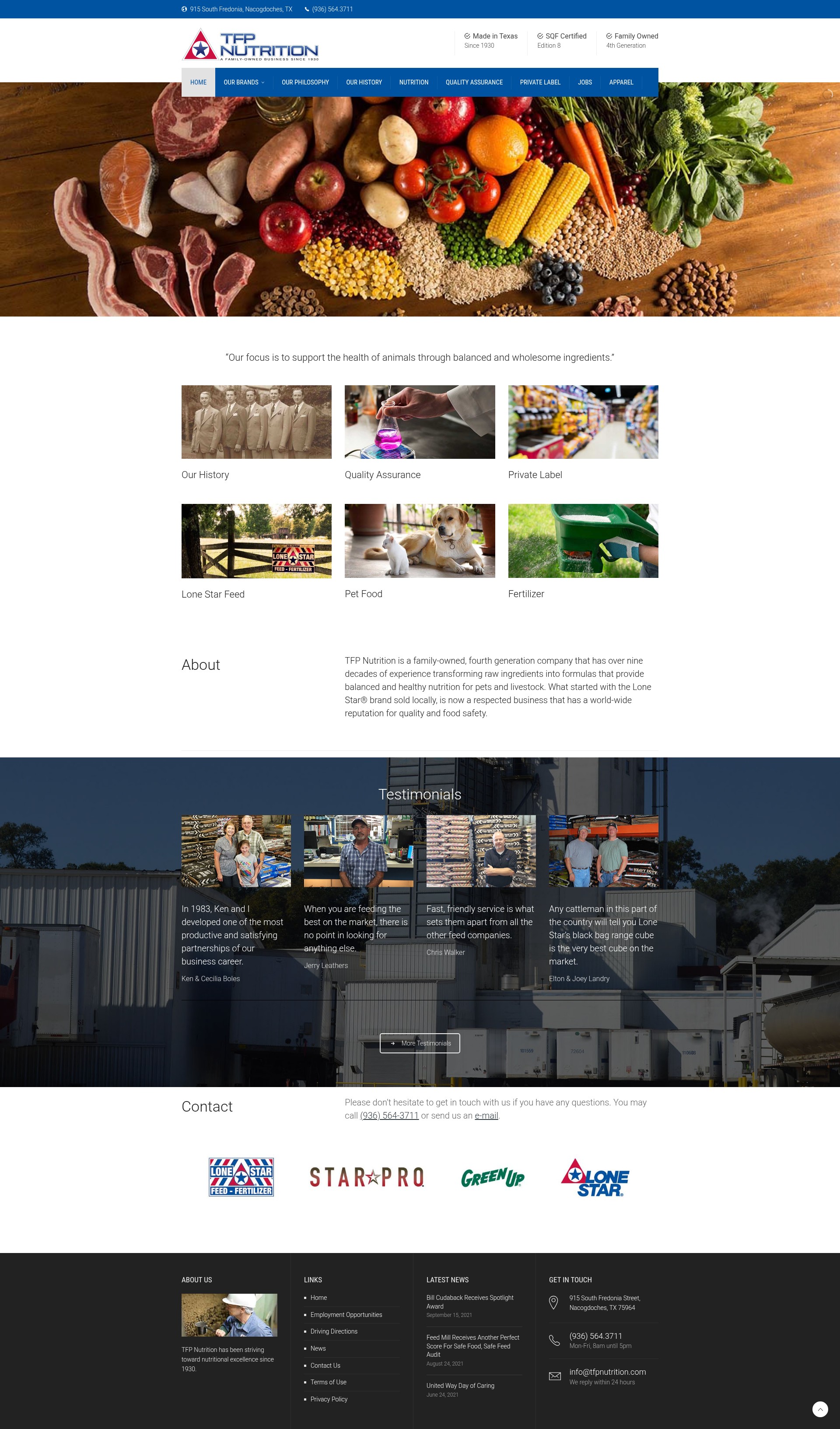 Screenshot of tfpnutrition.com
