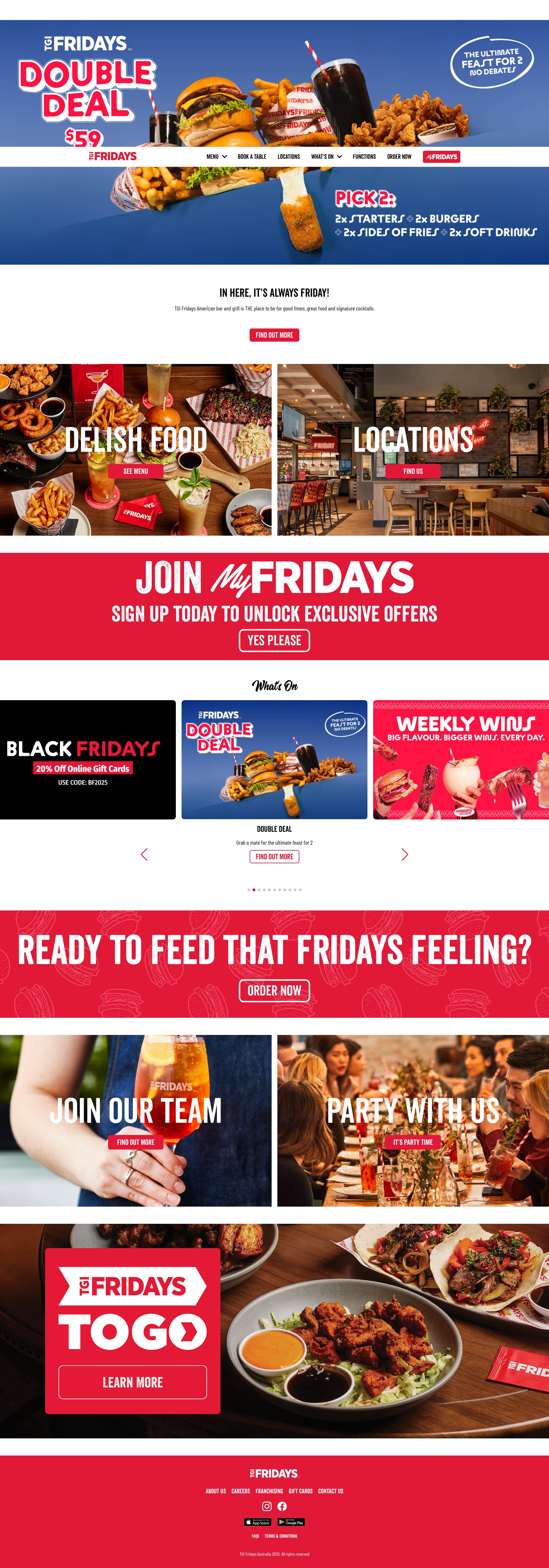 Screenshot of tgifridays.com.au