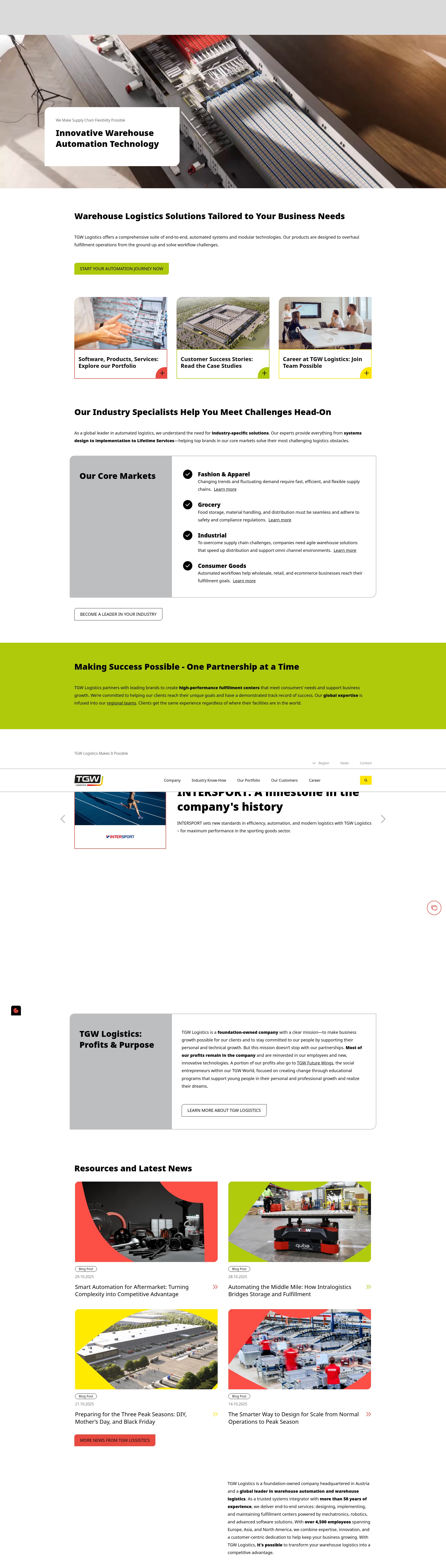 Screenshot of tgw-group.com