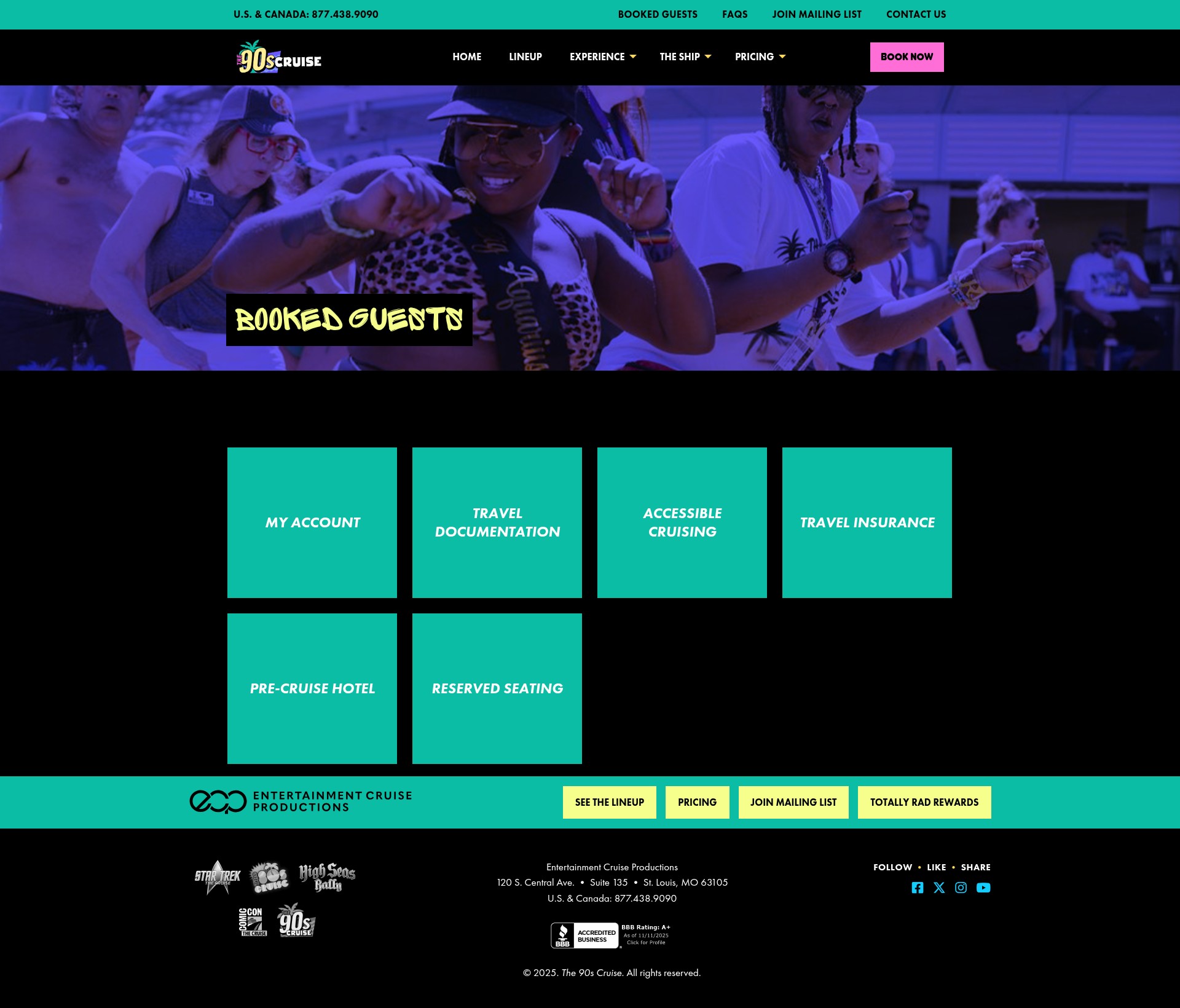 Screenshot of the90scruise.com
