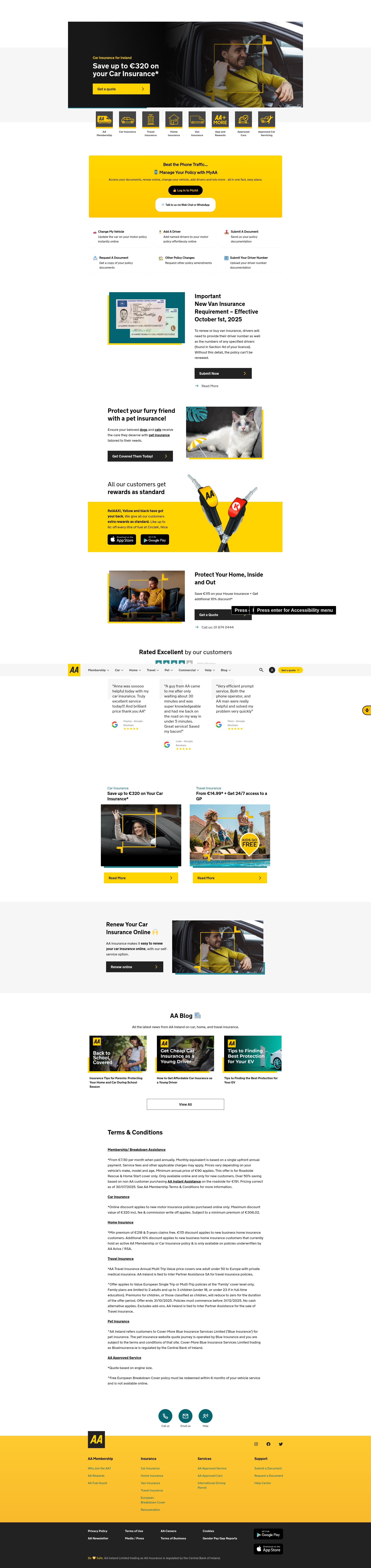 Screenshot of theaa.ie