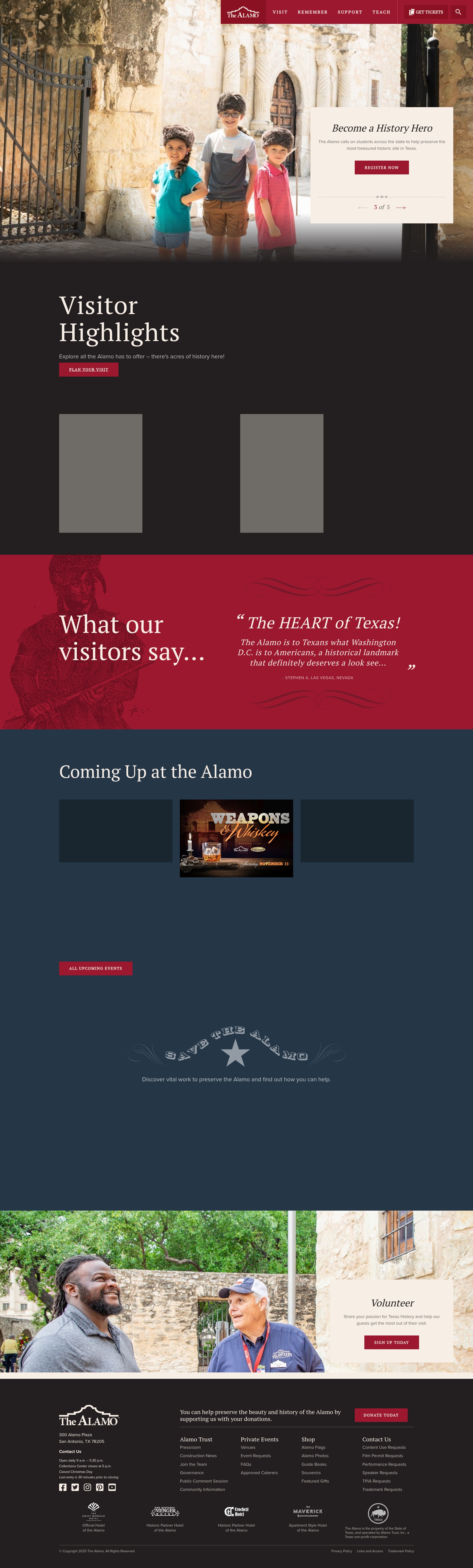 Screenshot of thealamo.org