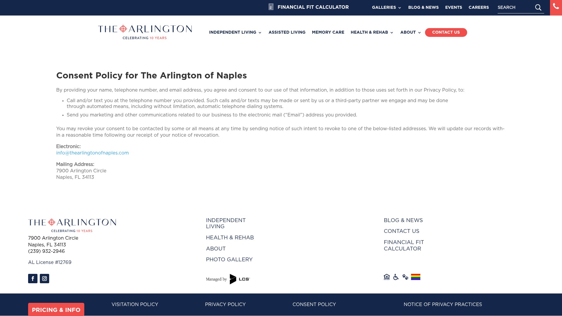 Screenshot of thearlingtonofnaples.com