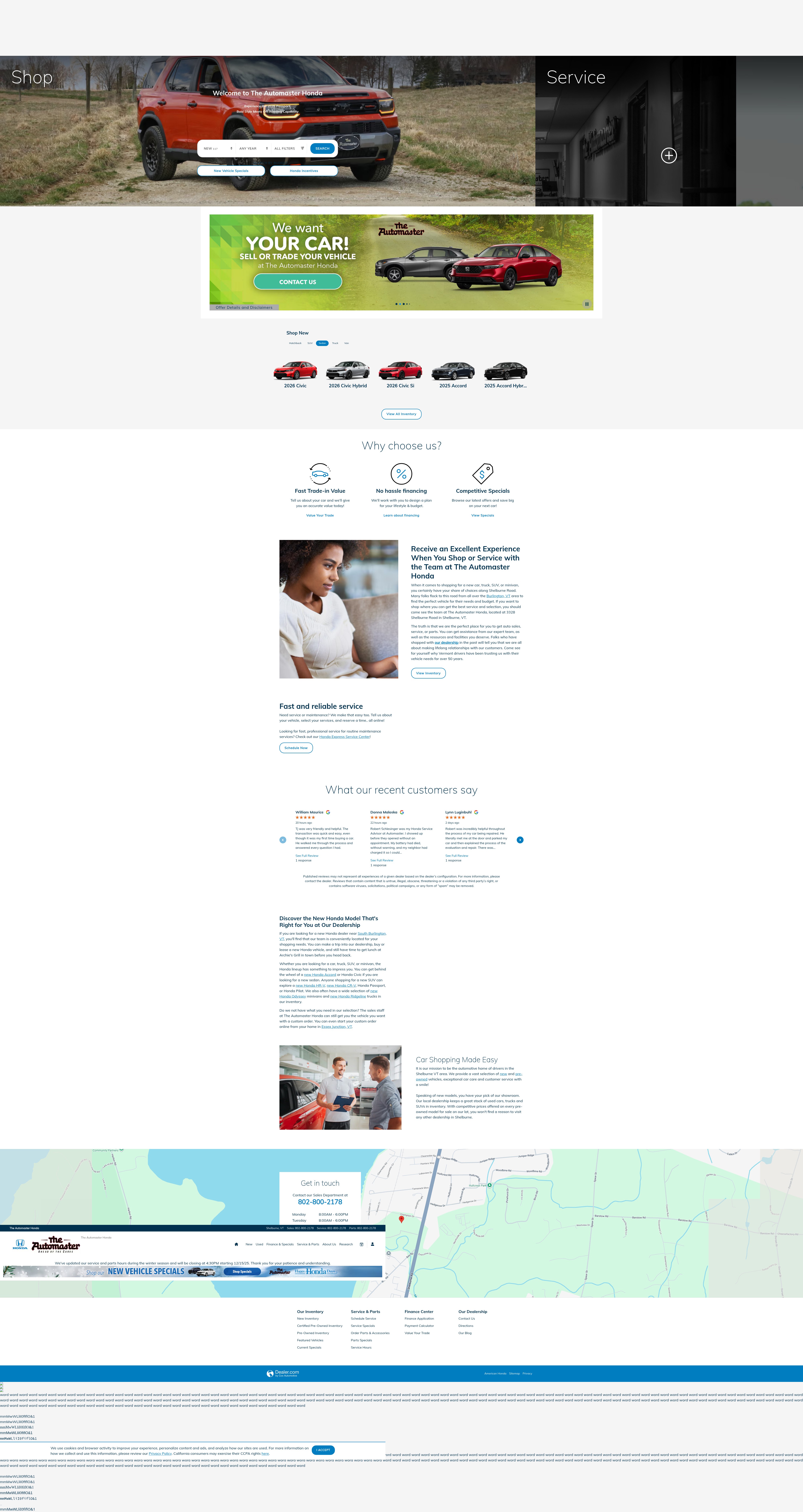 Screenshot of theautomasterhonda.com
