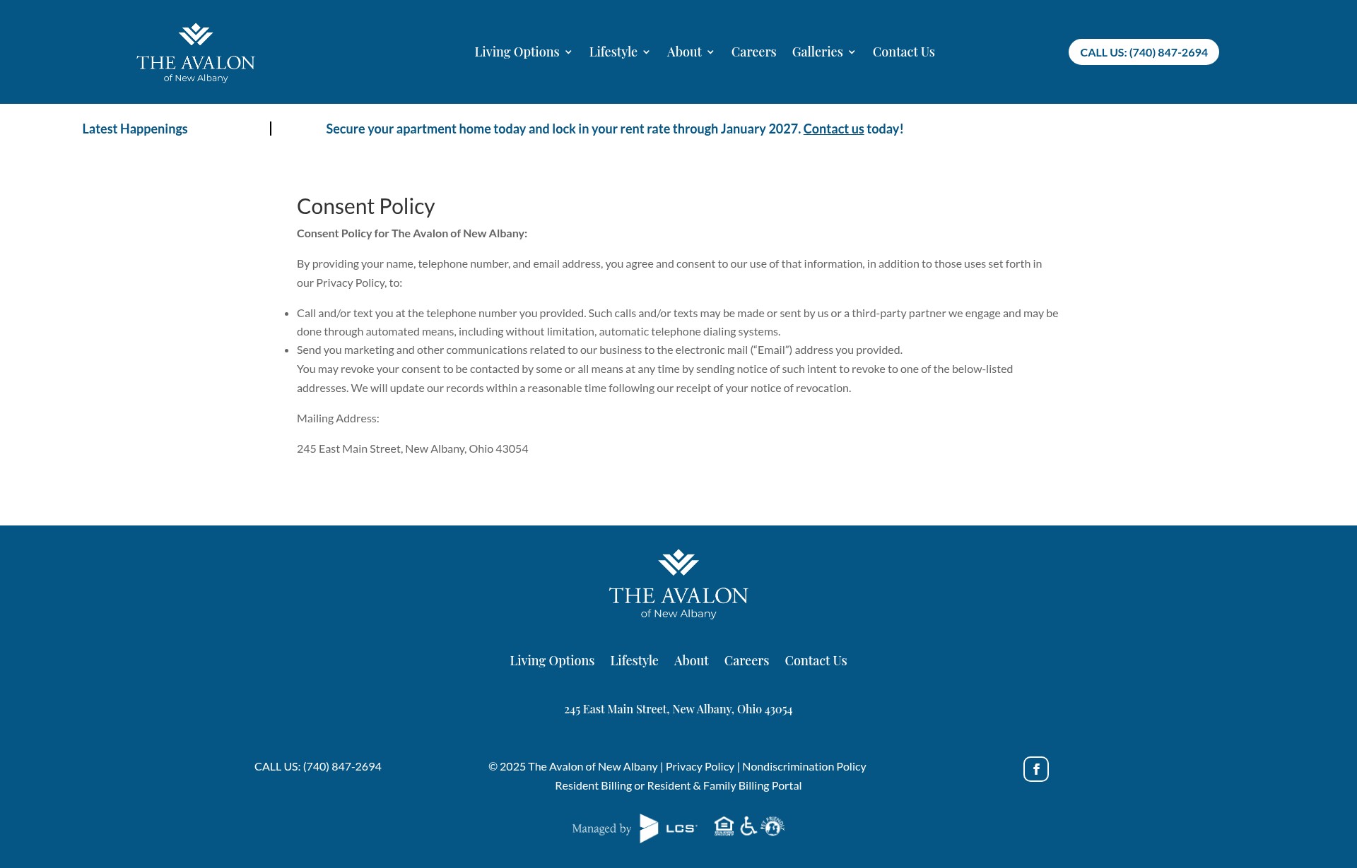 Screenshot of theavalonofnewalbany.com