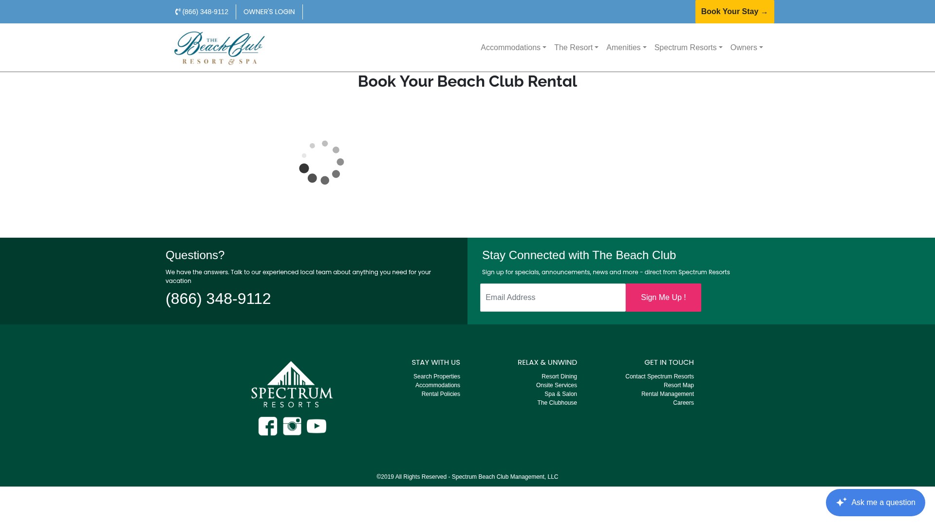 Screenshot of thebeachclub.spectrumresorts.com
