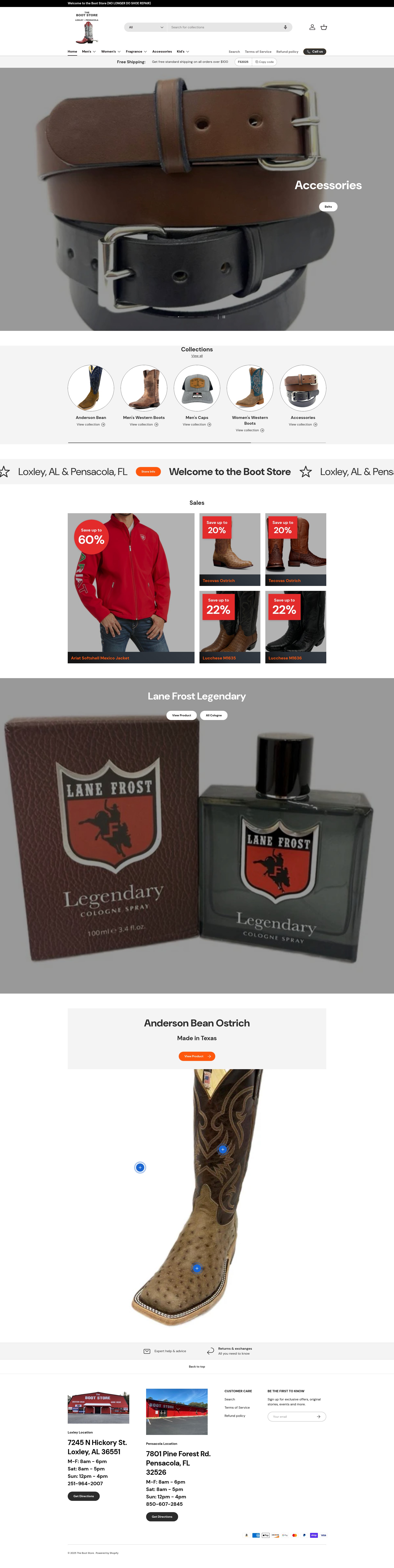 Screenshot of thebootstoreal.com