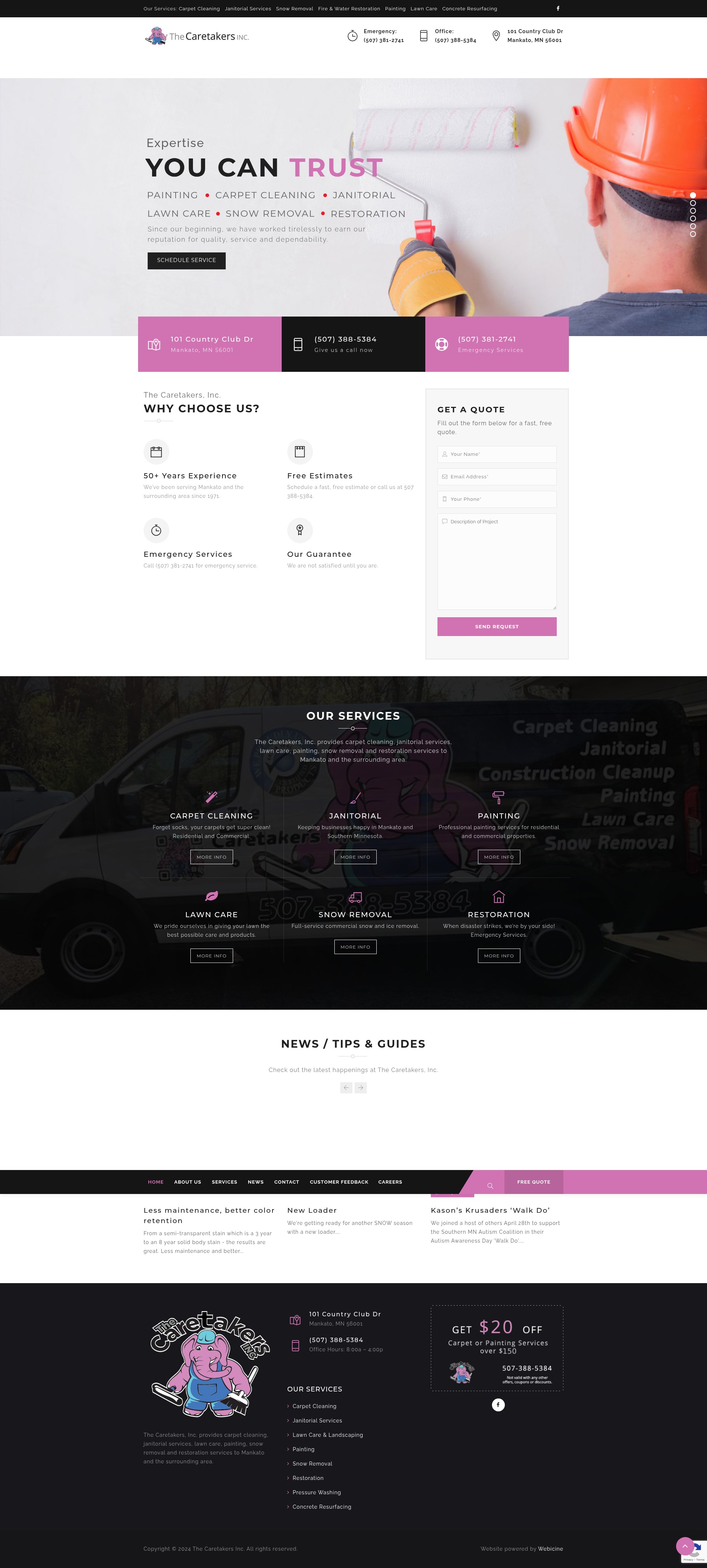 Screenshot of thecaretakersinc.com