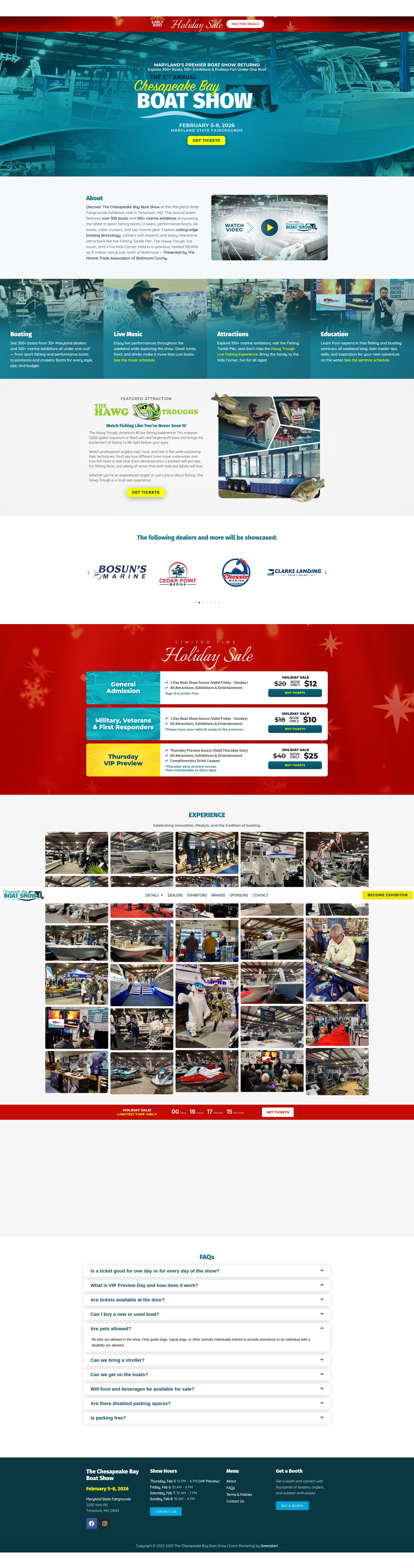 Screenshot of thechesapeakebayboatshow.com