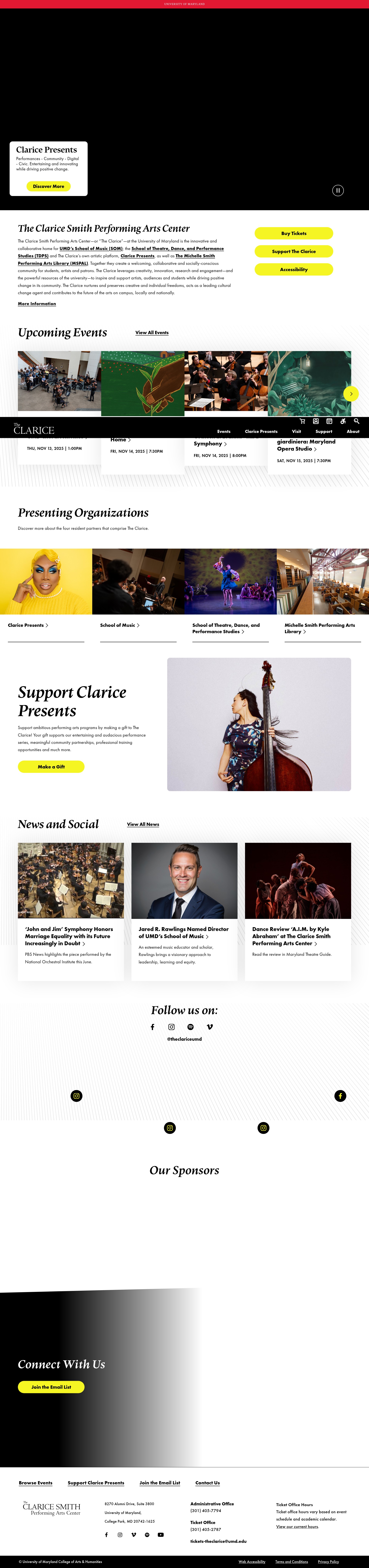 Screenshot of theclarice.umd.edu