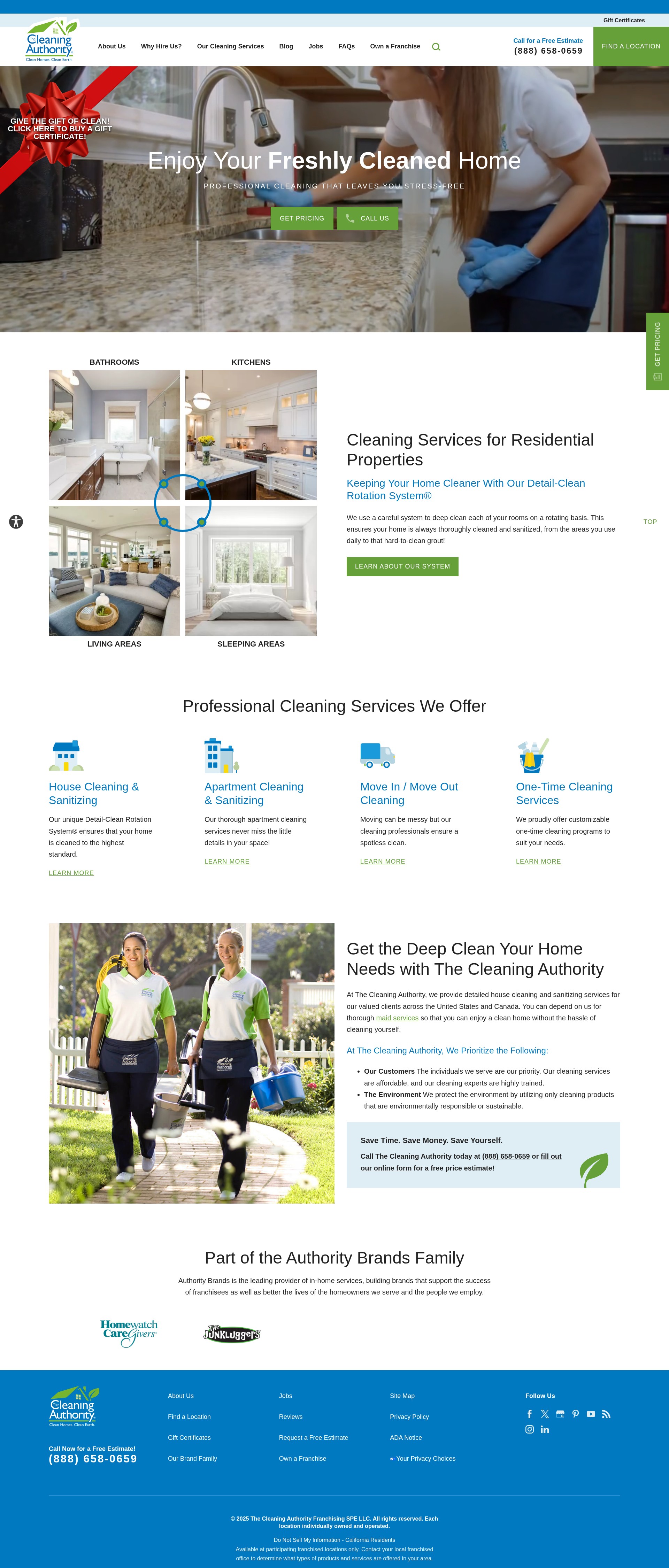 Screenshot of thecleaningauthority.com