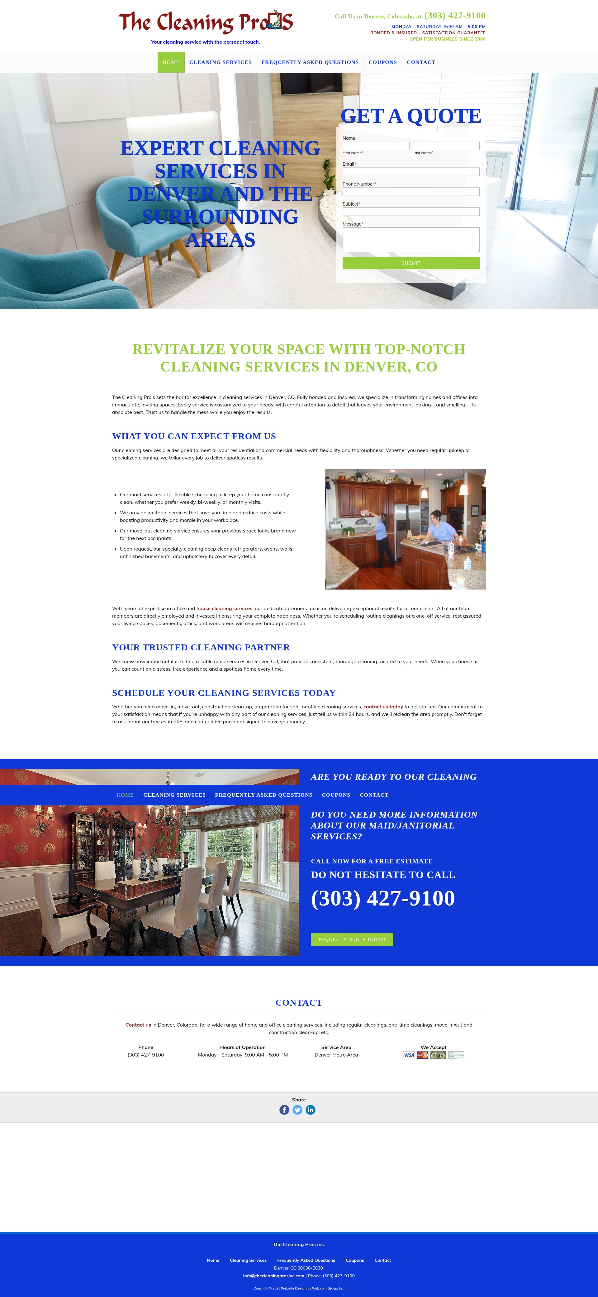 Screenshot of thecleaningprosinc.com