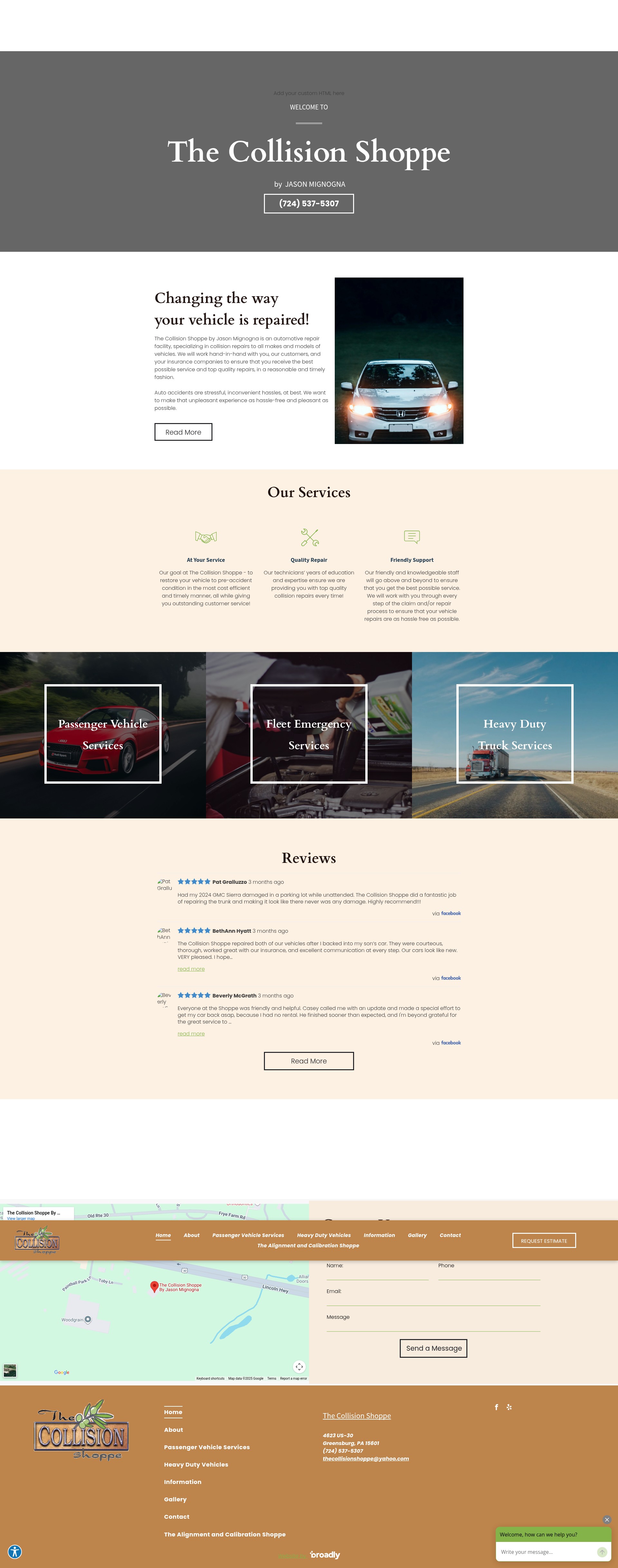 Screenshot of thecollisionshoppebyjason.com