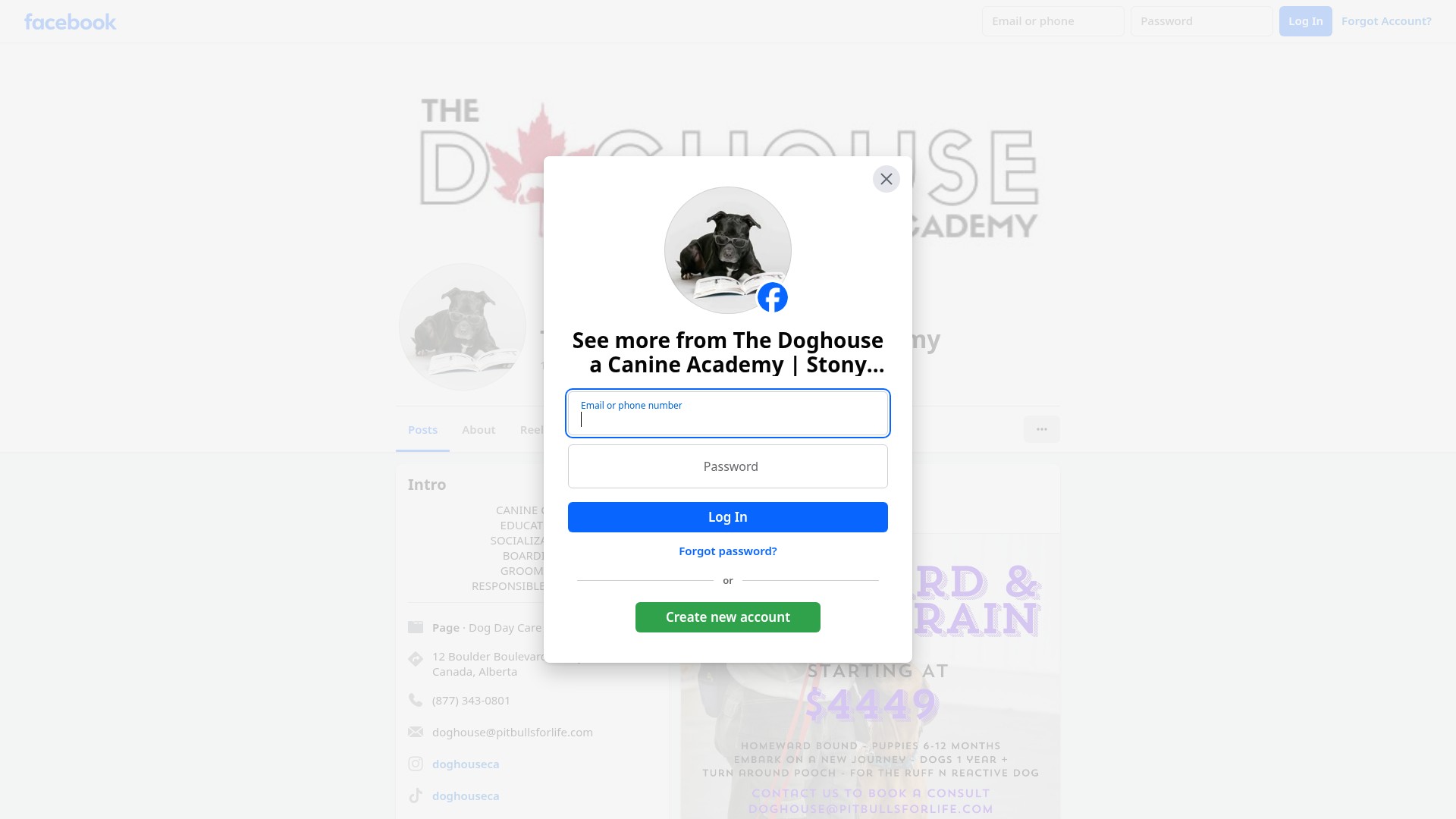 Screenshot of thedoghouseacademy.ca