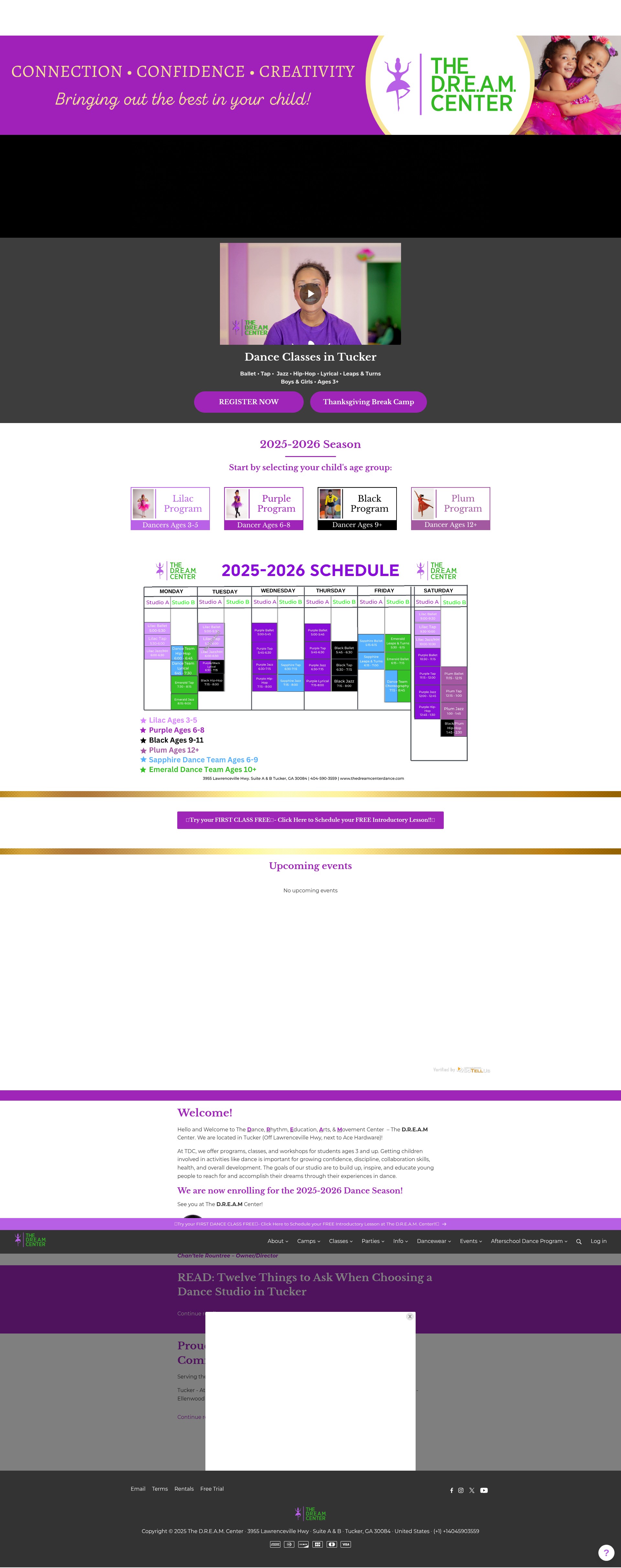 Screenshot of thedreamcenterdance.com
