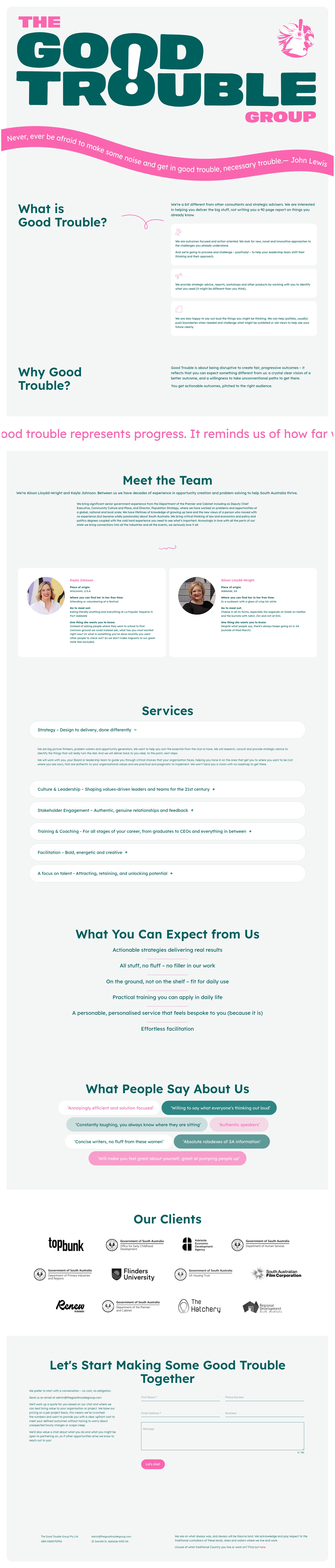 Screenshot of thegoodtroublegroup.com