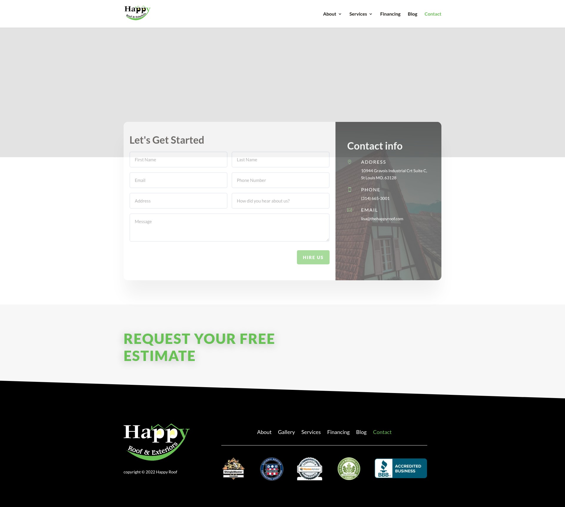 Screenshot of thehappyroof.com