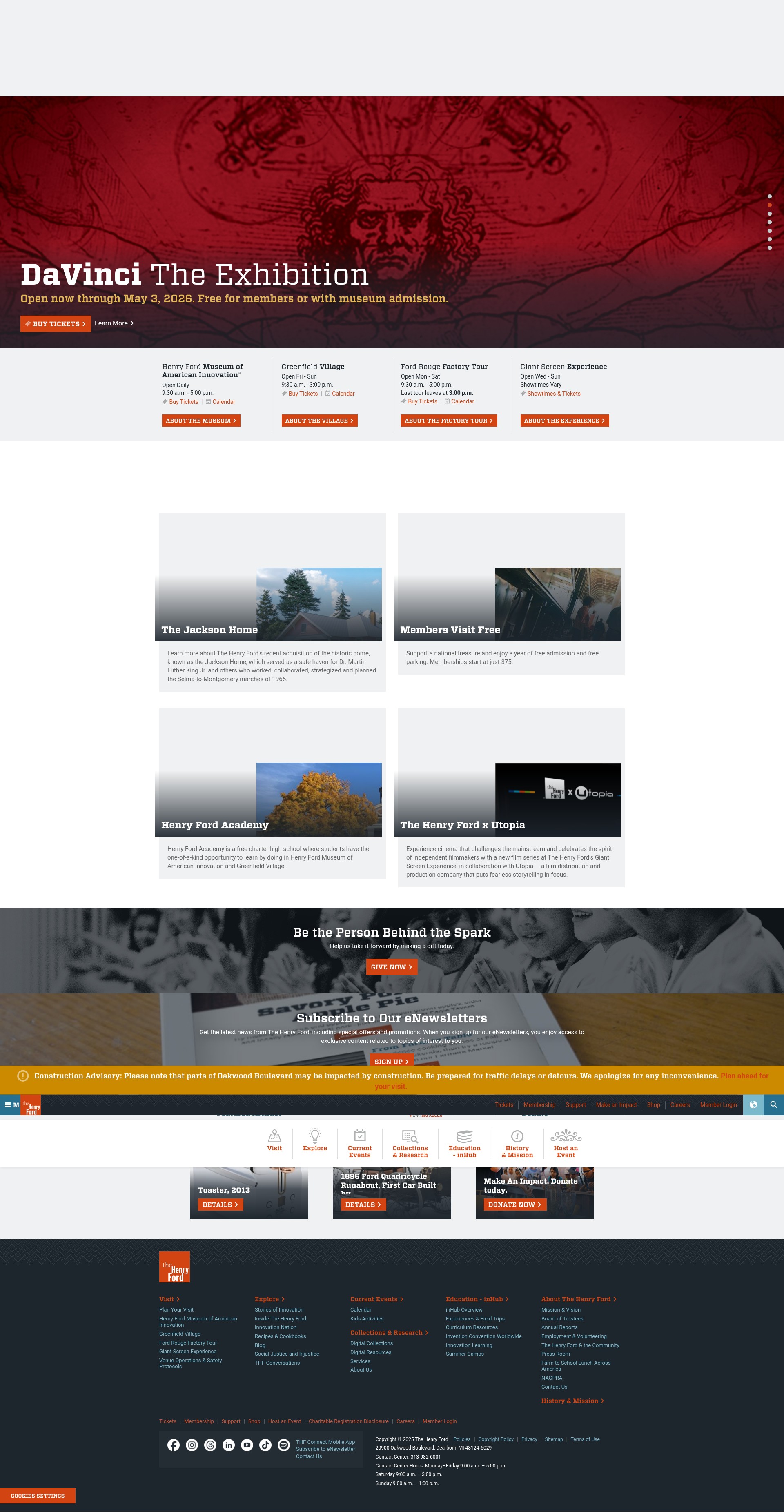 Screenshot of thehenryford.org