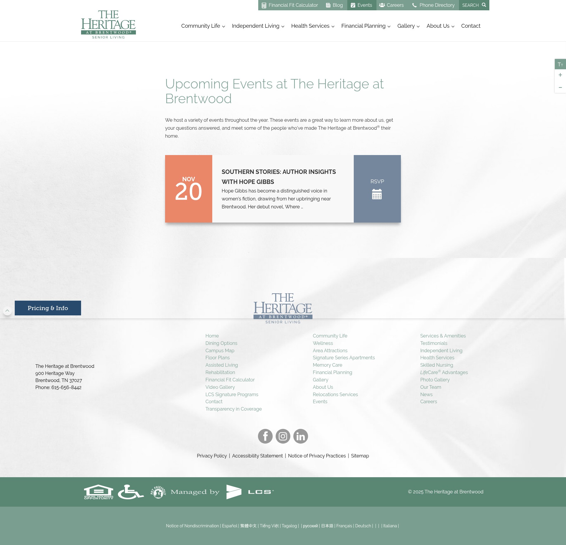 Screenshot of theheritagelcs.com