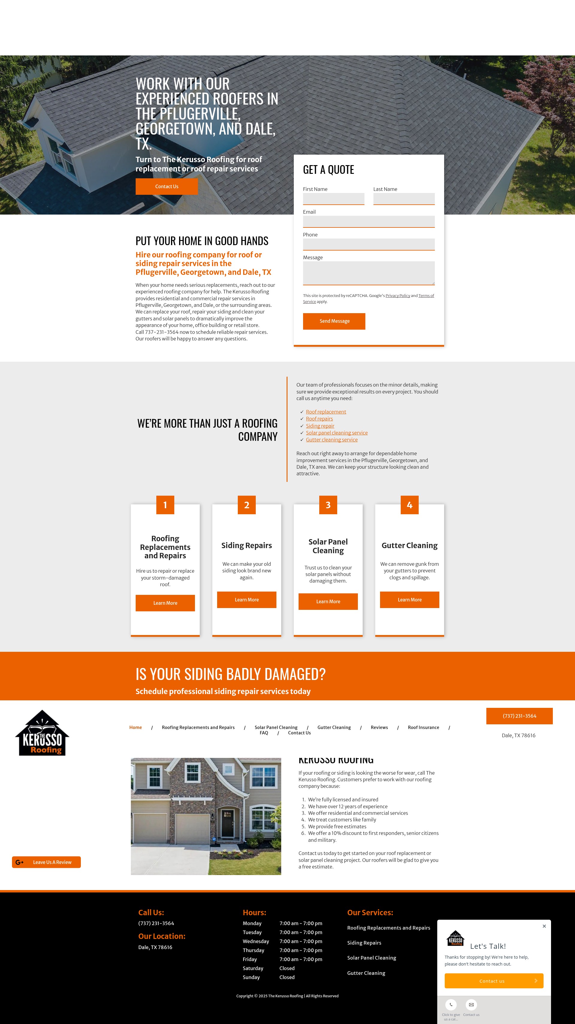 Screenshot of thekerussoroofing.com
