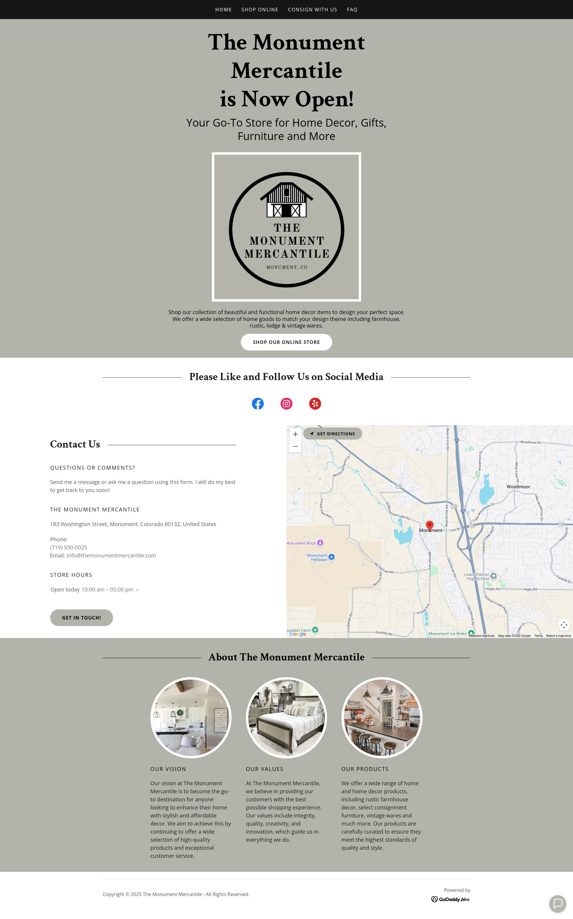 Screenshot of themonumentmercantile.com