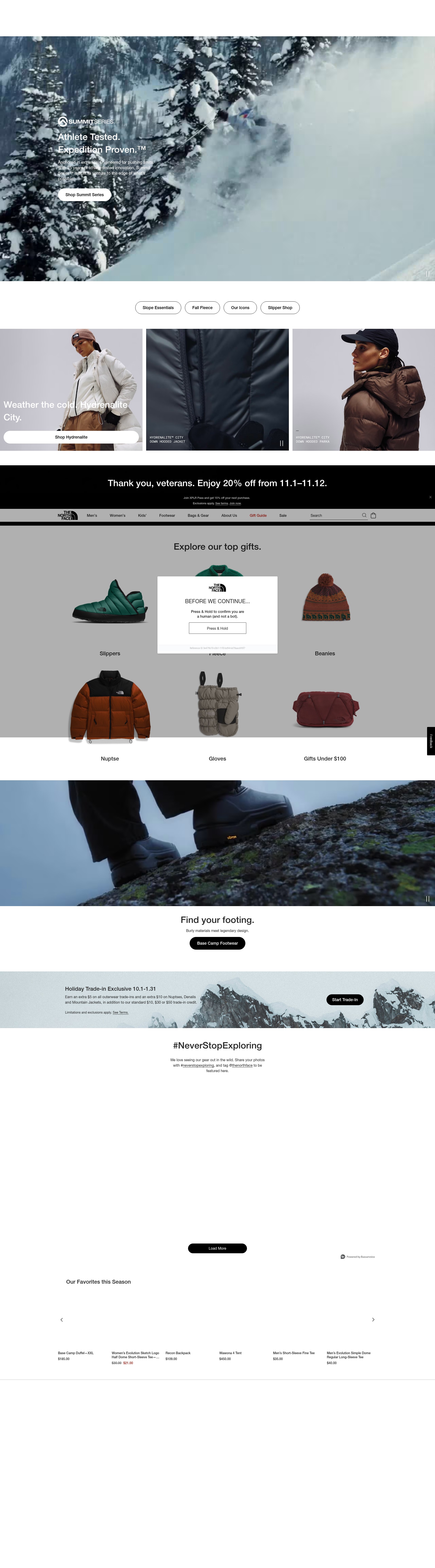 Screenshot of thenorthface.com