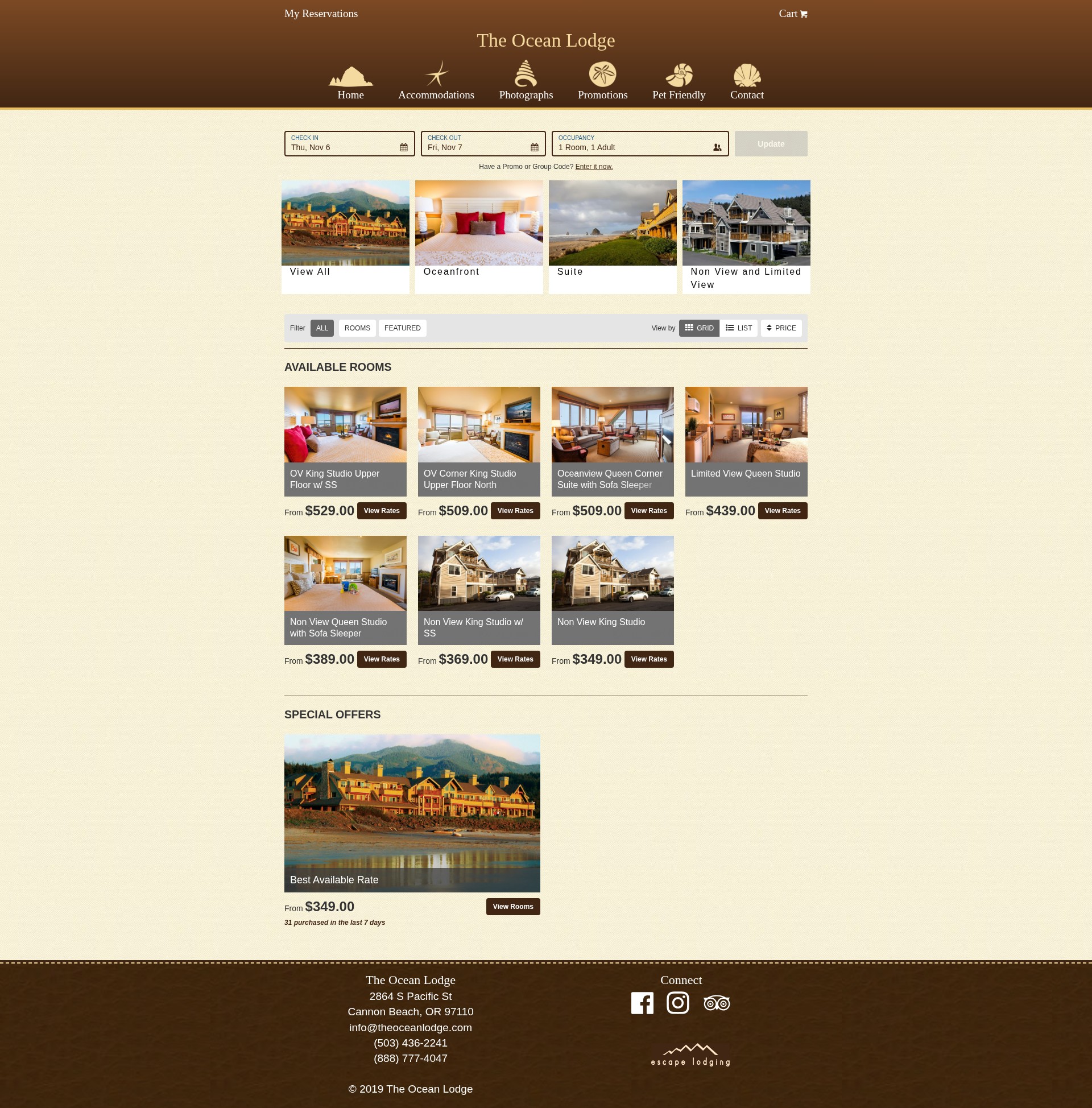 Screenshot of theoceanlodge.com