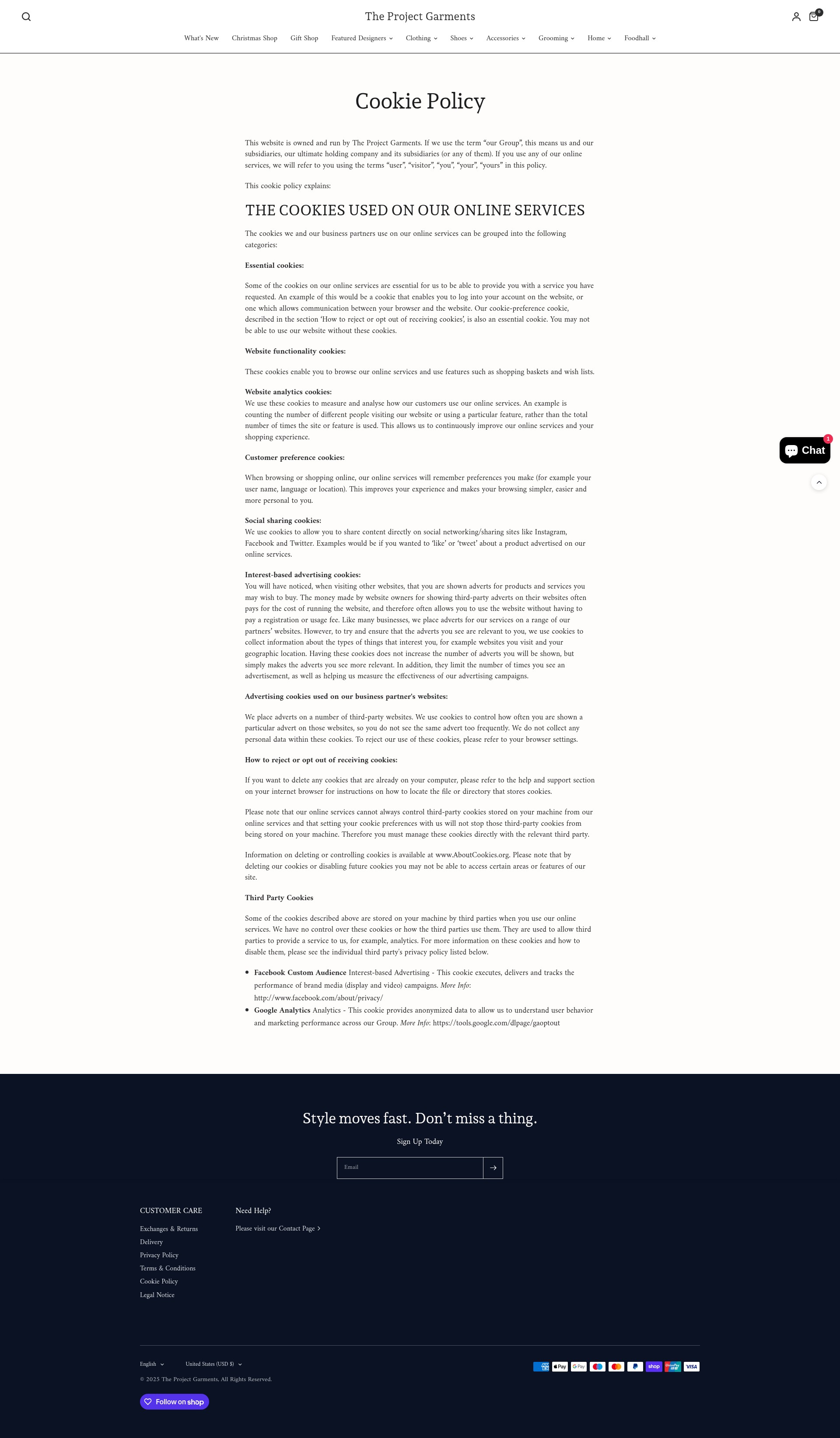 Screenshot of theprojectgarments.com
