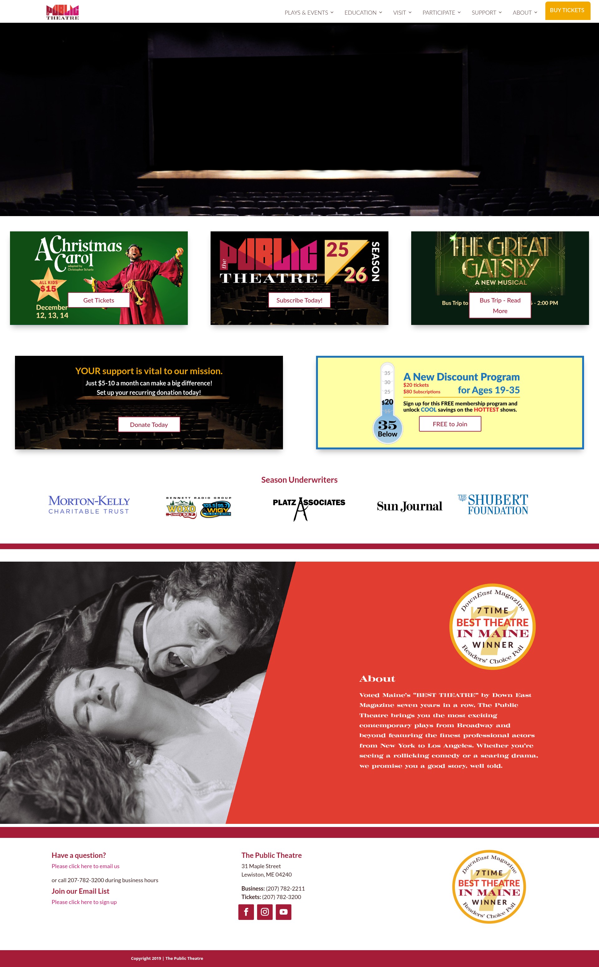 Screenshot of thepublictheatre.org