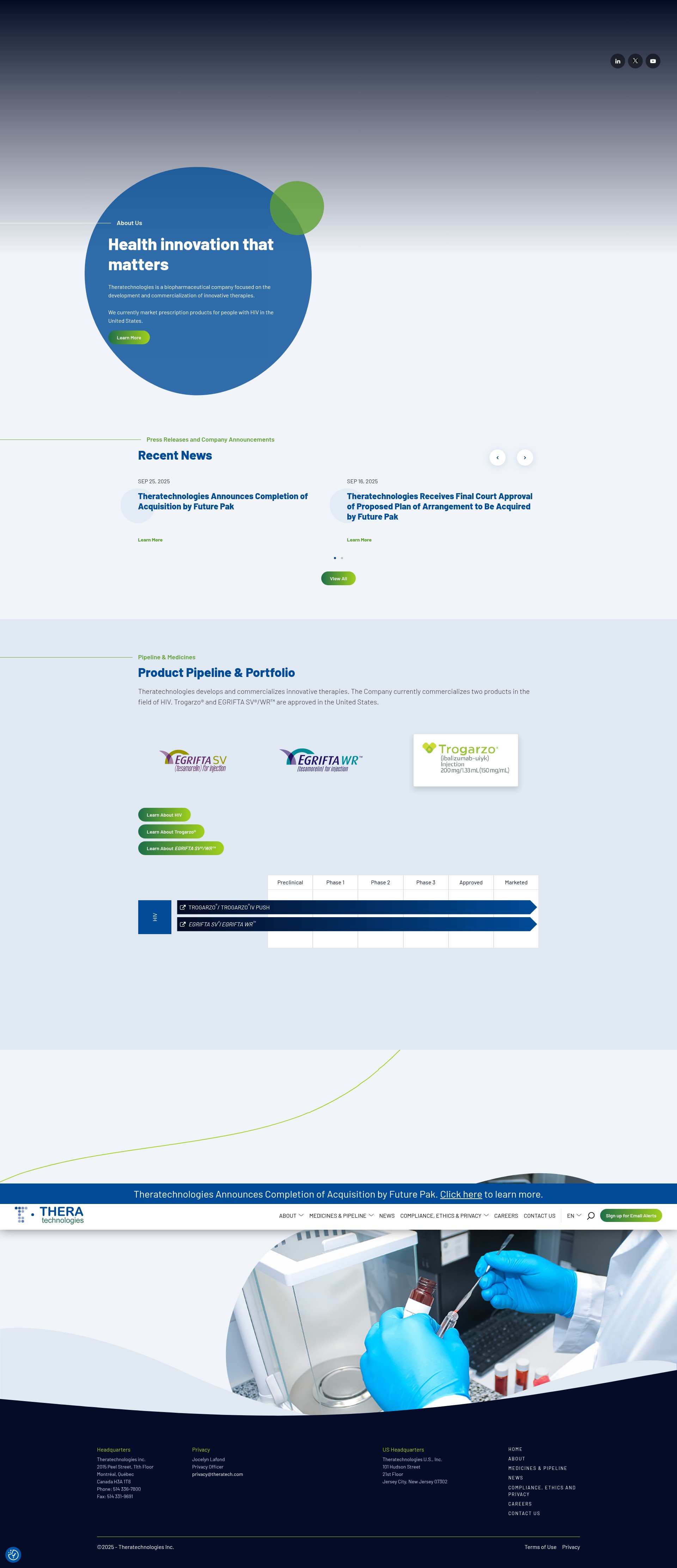Screenshot of theratech.com
