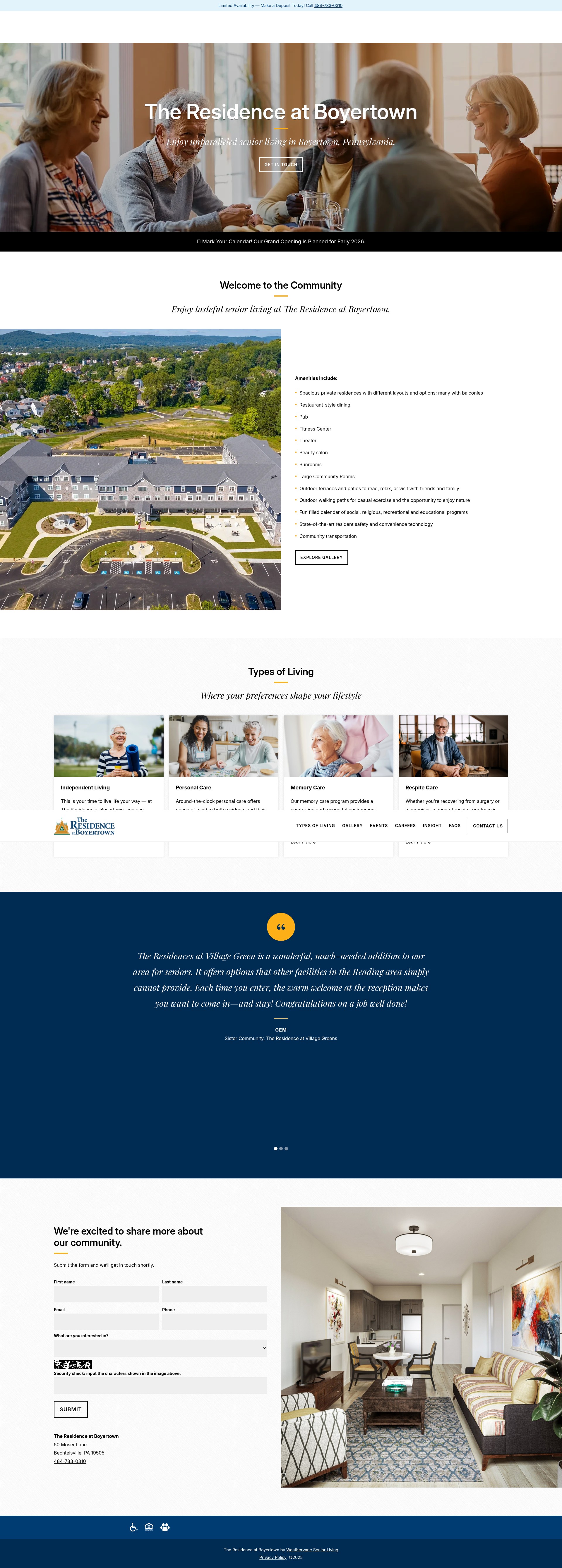 Screenshot of theresidenceatboyertown.com