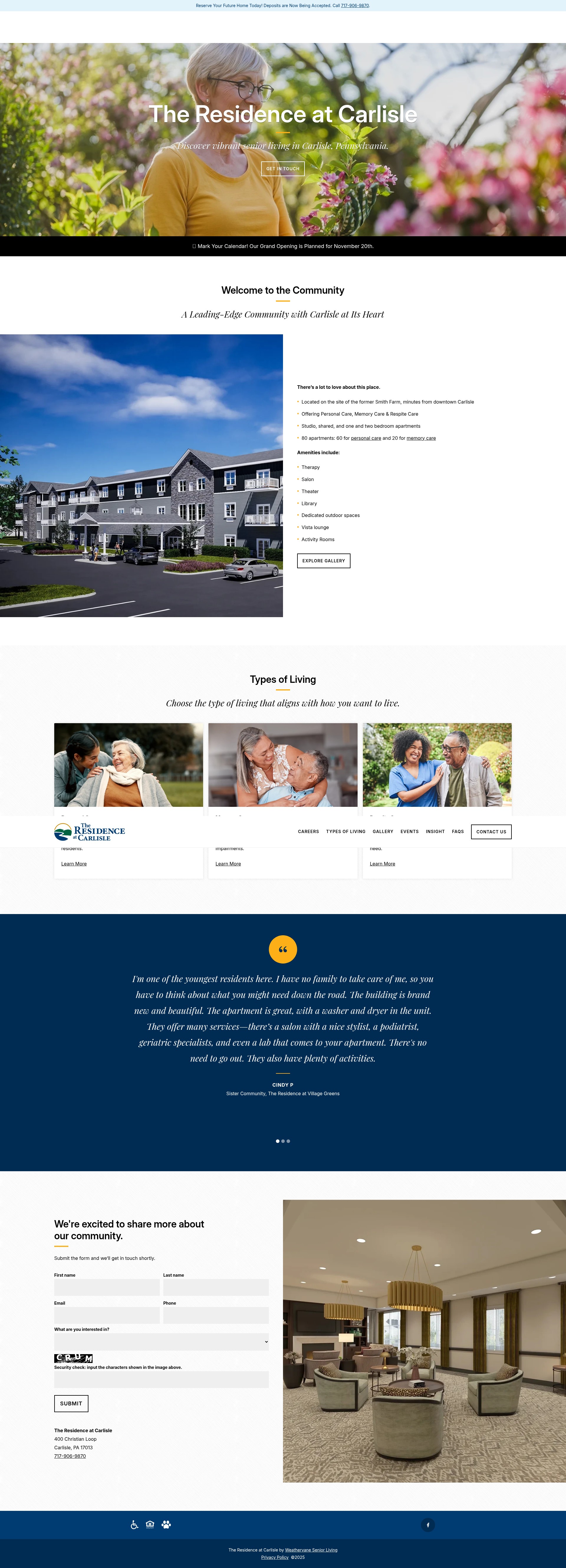 Screenshot of theresidenceatcarlisle.com