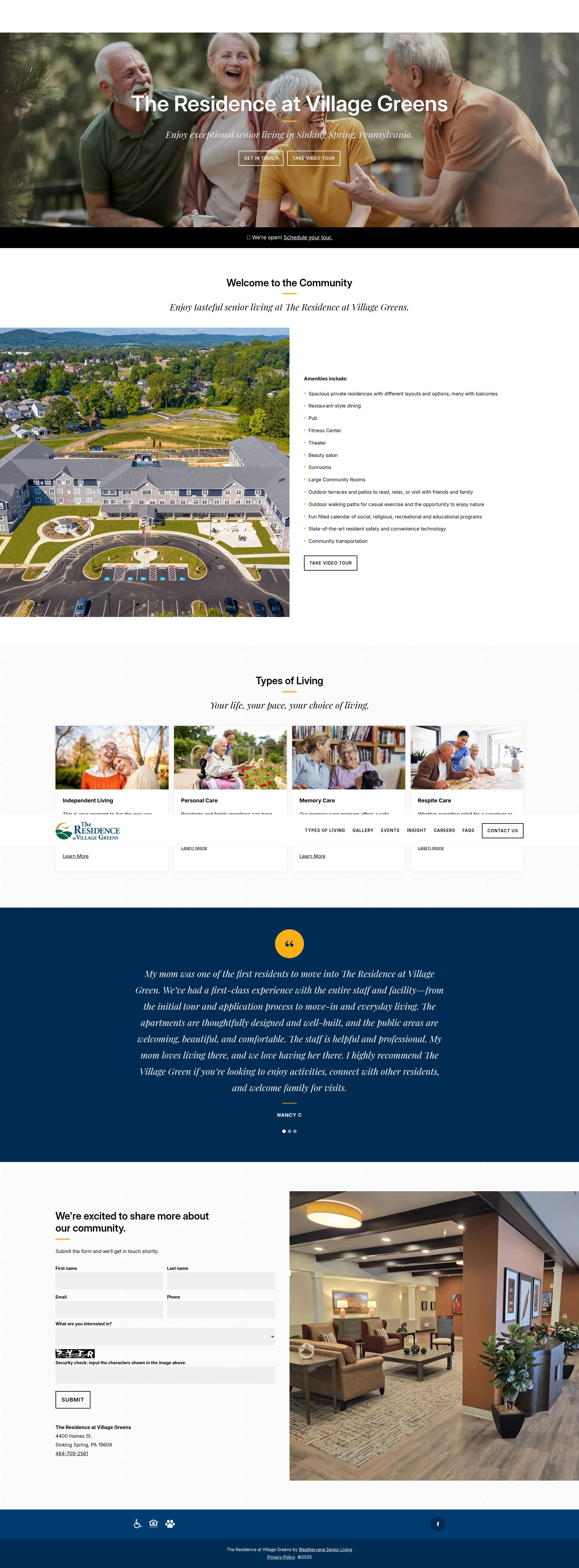 Screenshot of theresidenceatvillagegreens.com