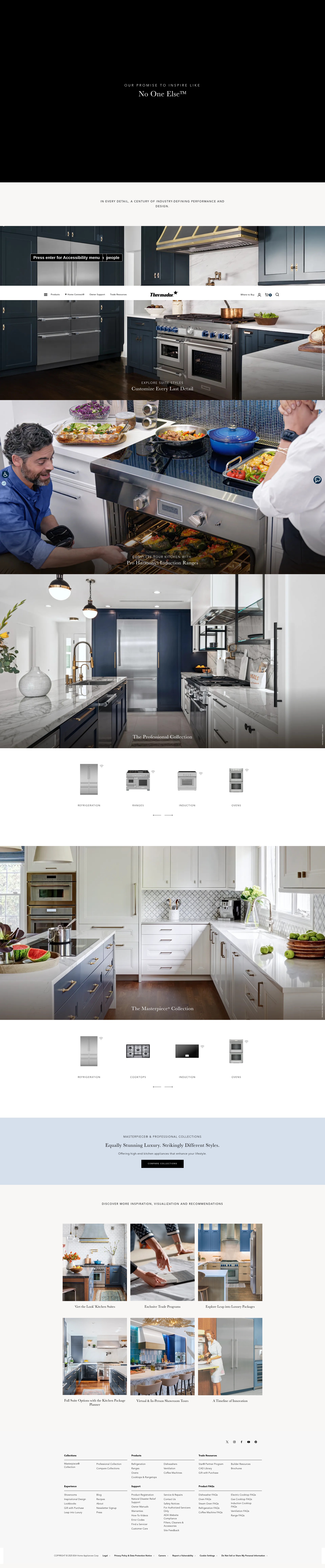Screenshot of thermador.com